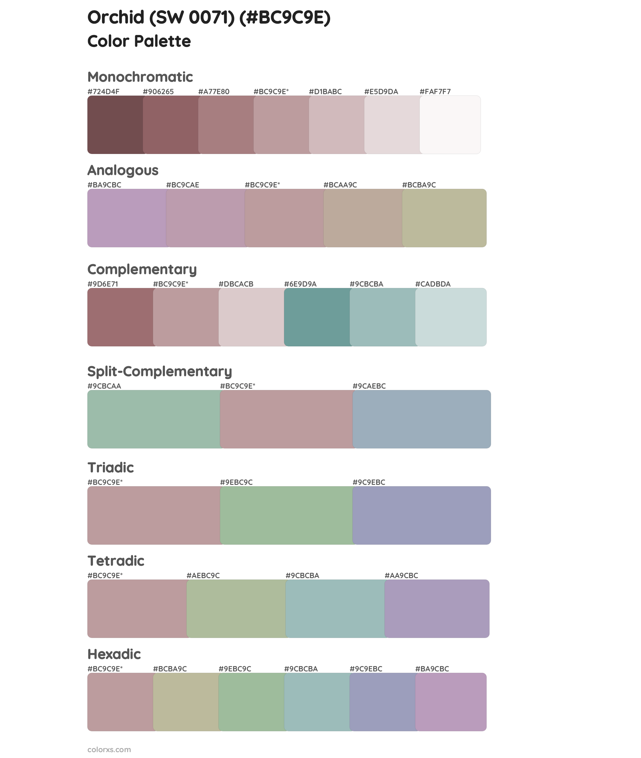 Orchid (SW 0071) Color Scheme Palettes