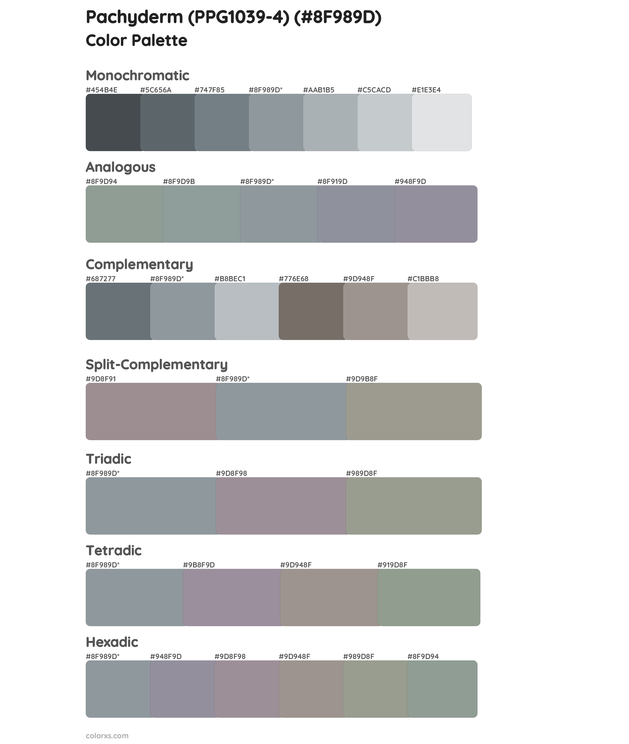 Pachyderm (PPG1039-4) Color Scheme Palettes