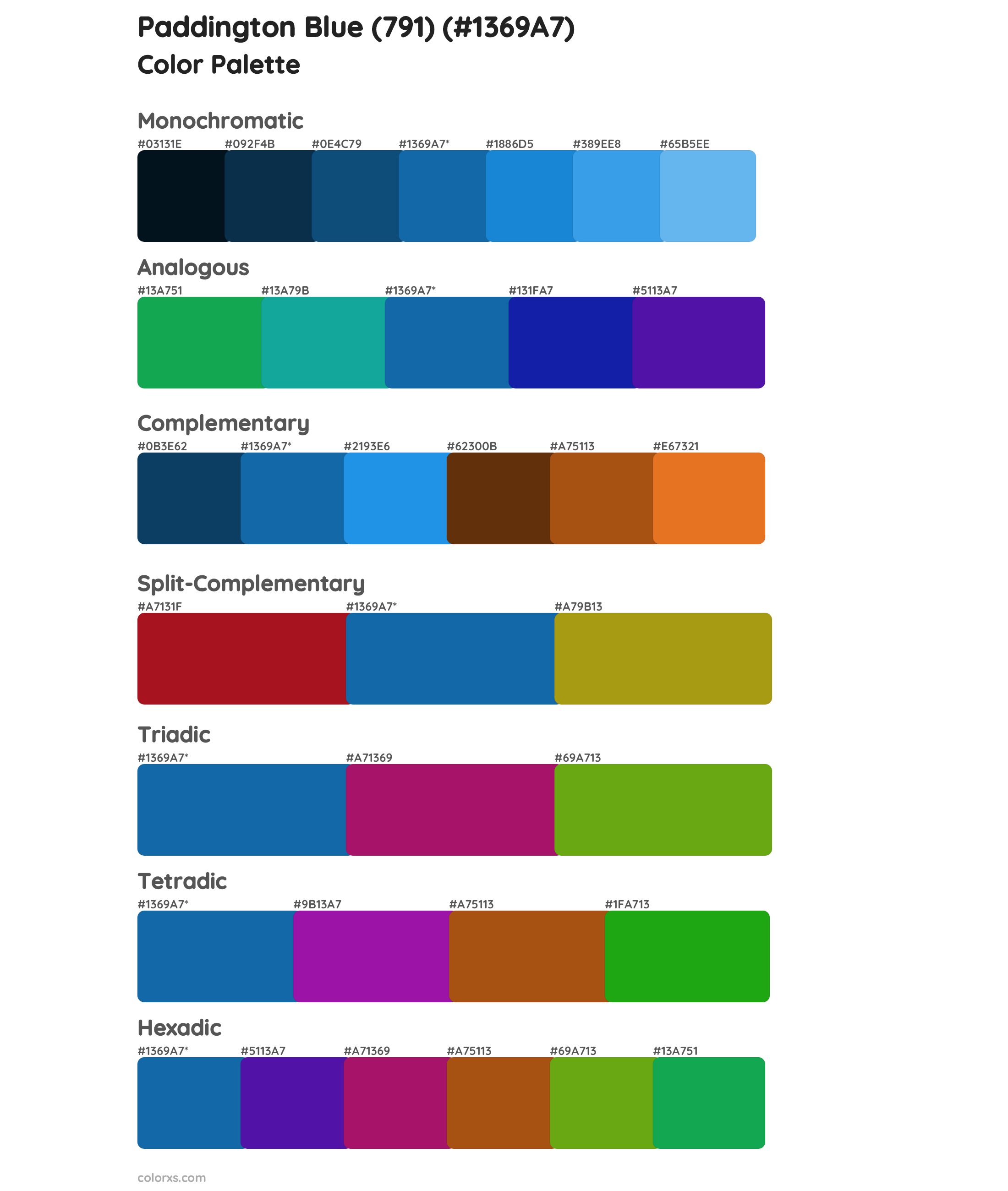 Paddington Blue (791) Color Scheme Palettes