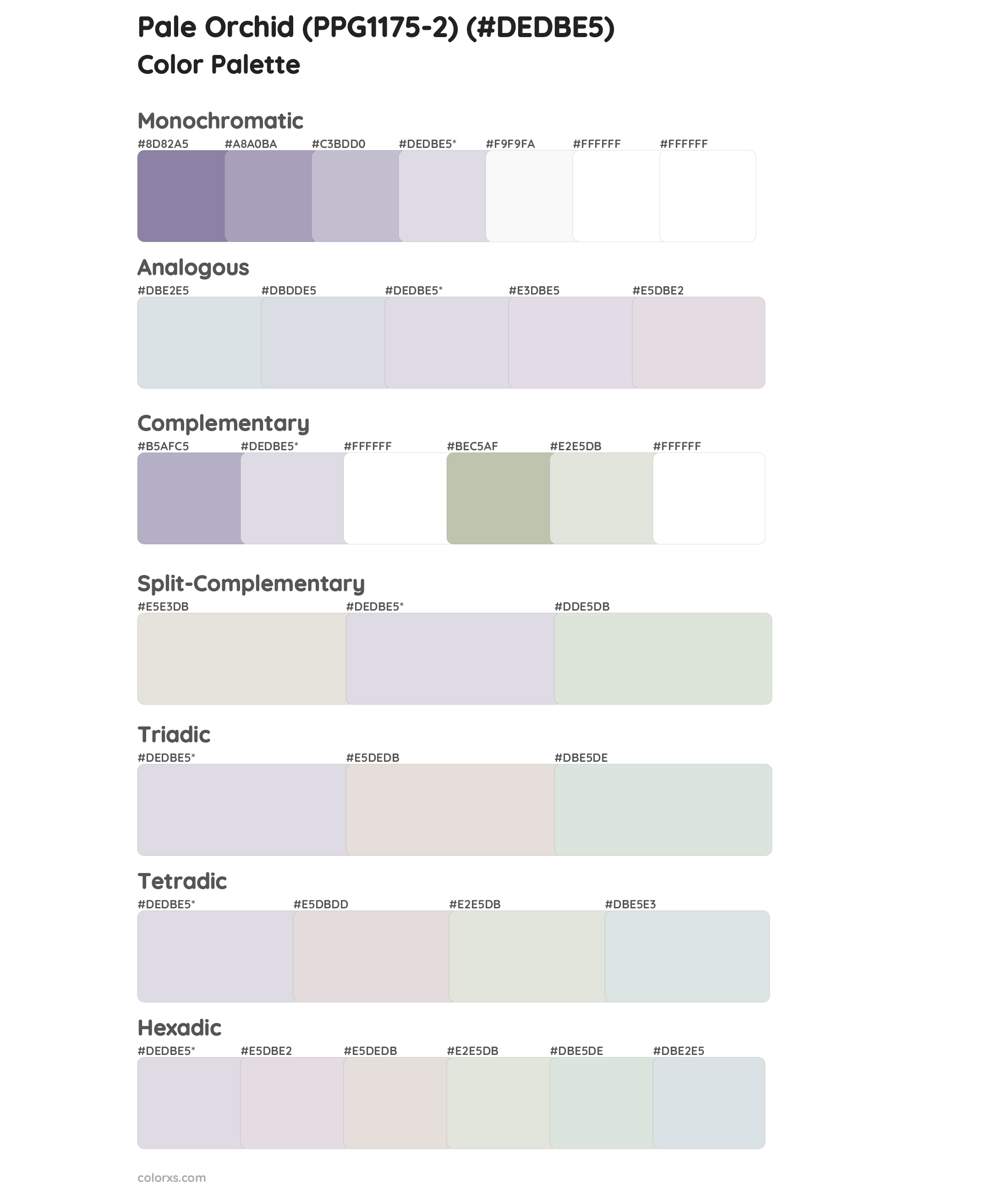 Pale Orchid (PPG1175-2) Color Scheme Palettes