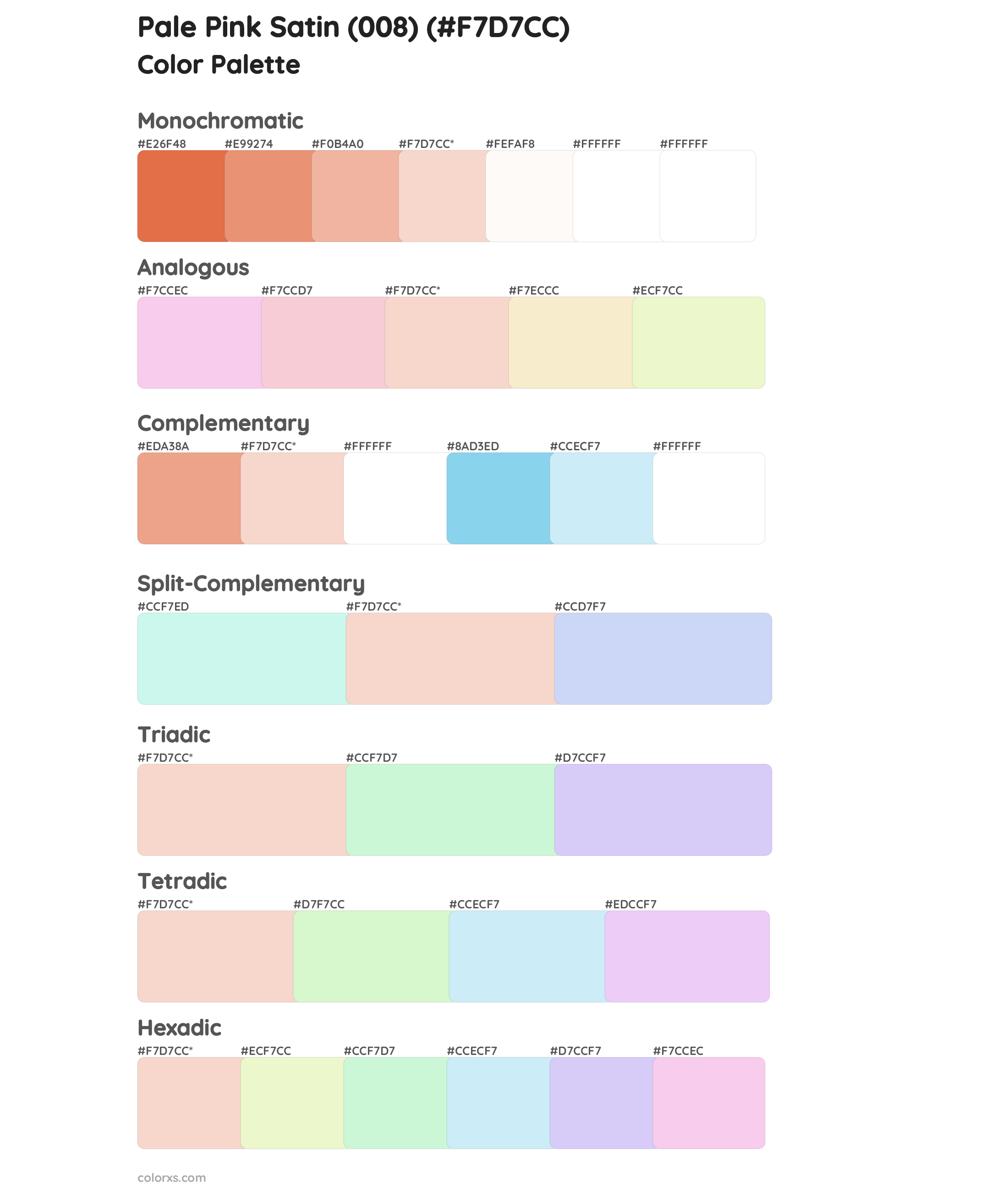 Pale Pink Satin (008) Color Scheme Palettes