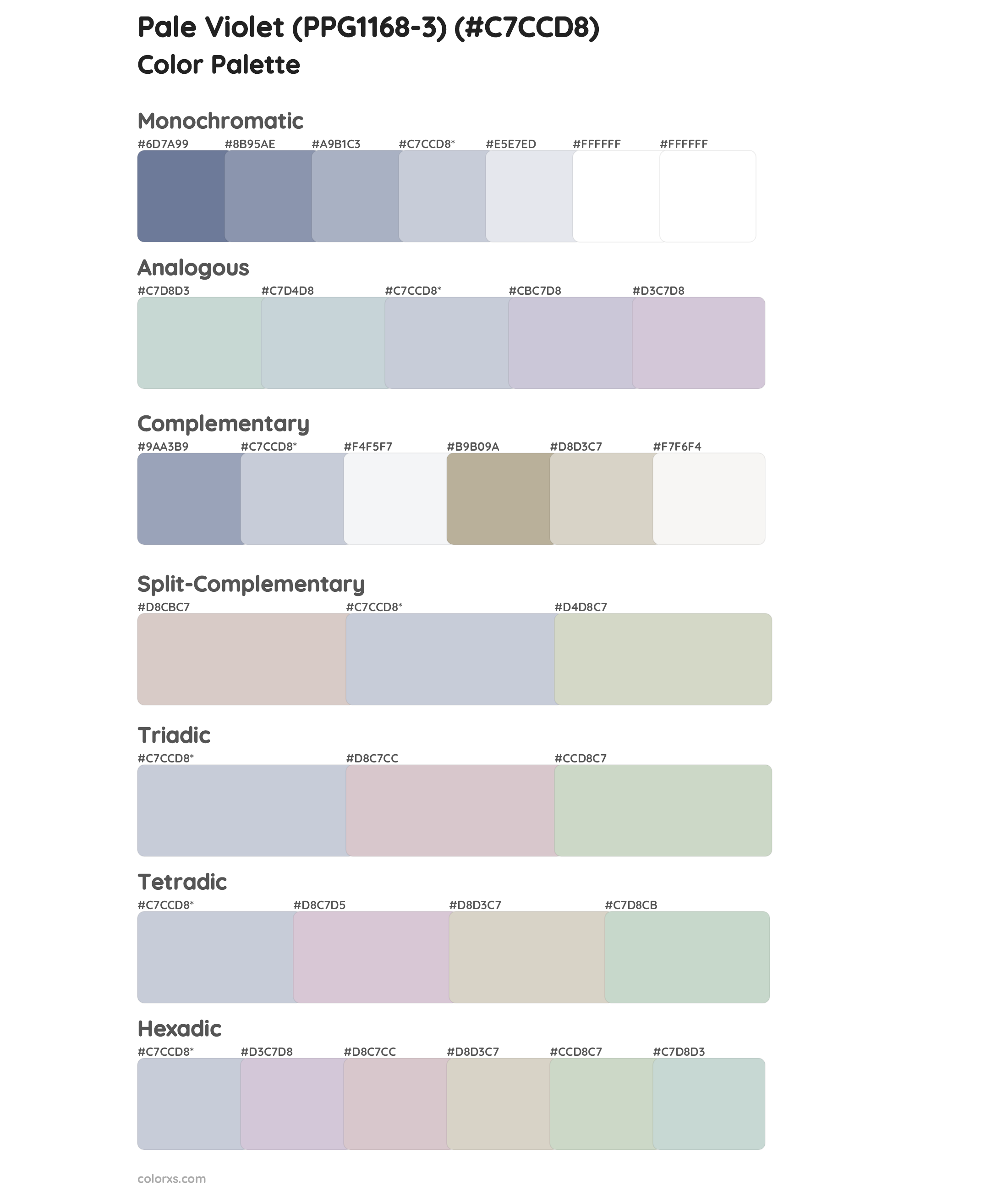 Pale Violet (PPG1168-3) Color Scheme Palettes