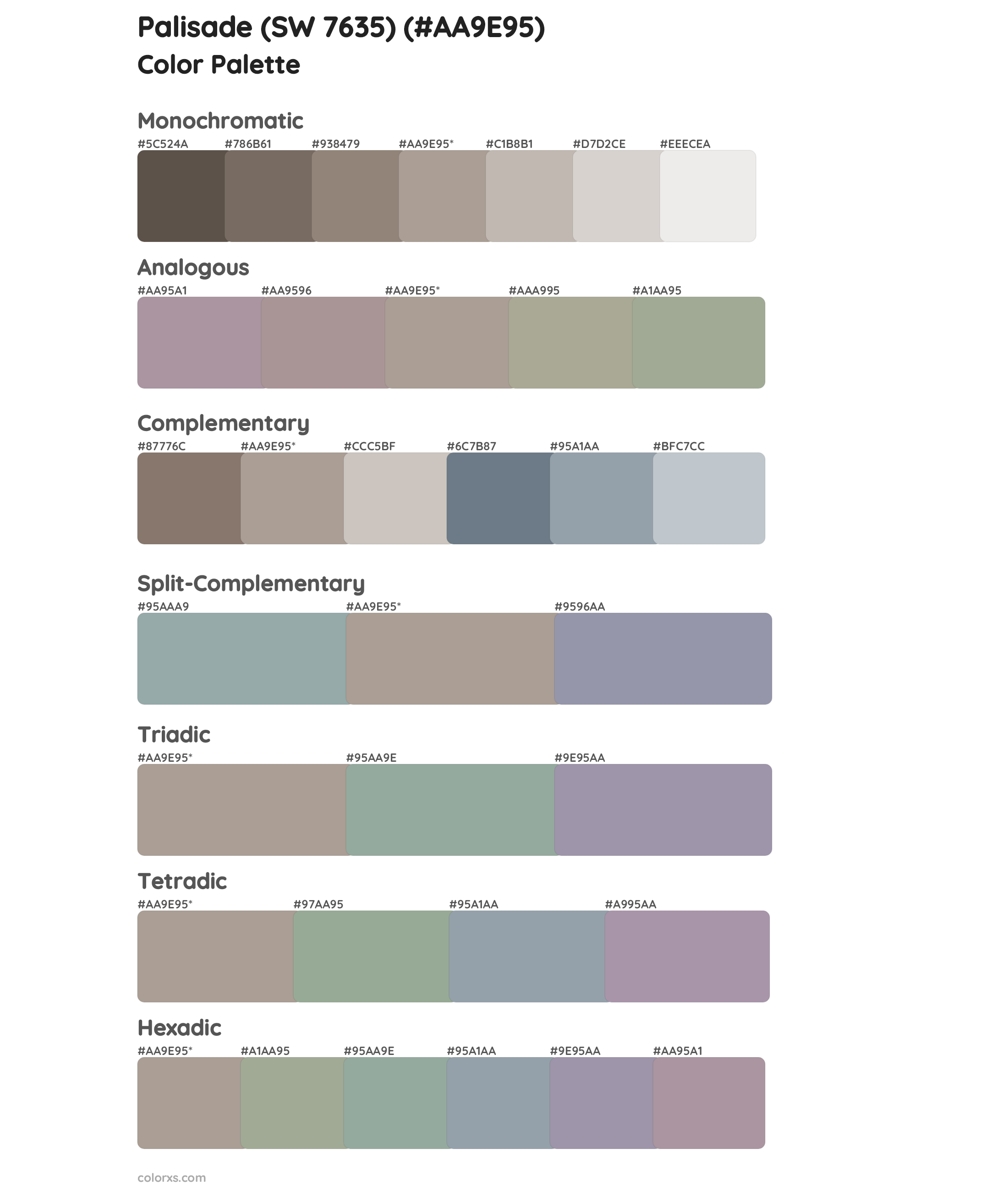 Palisade (SW 7635) Color Scheme Palettes