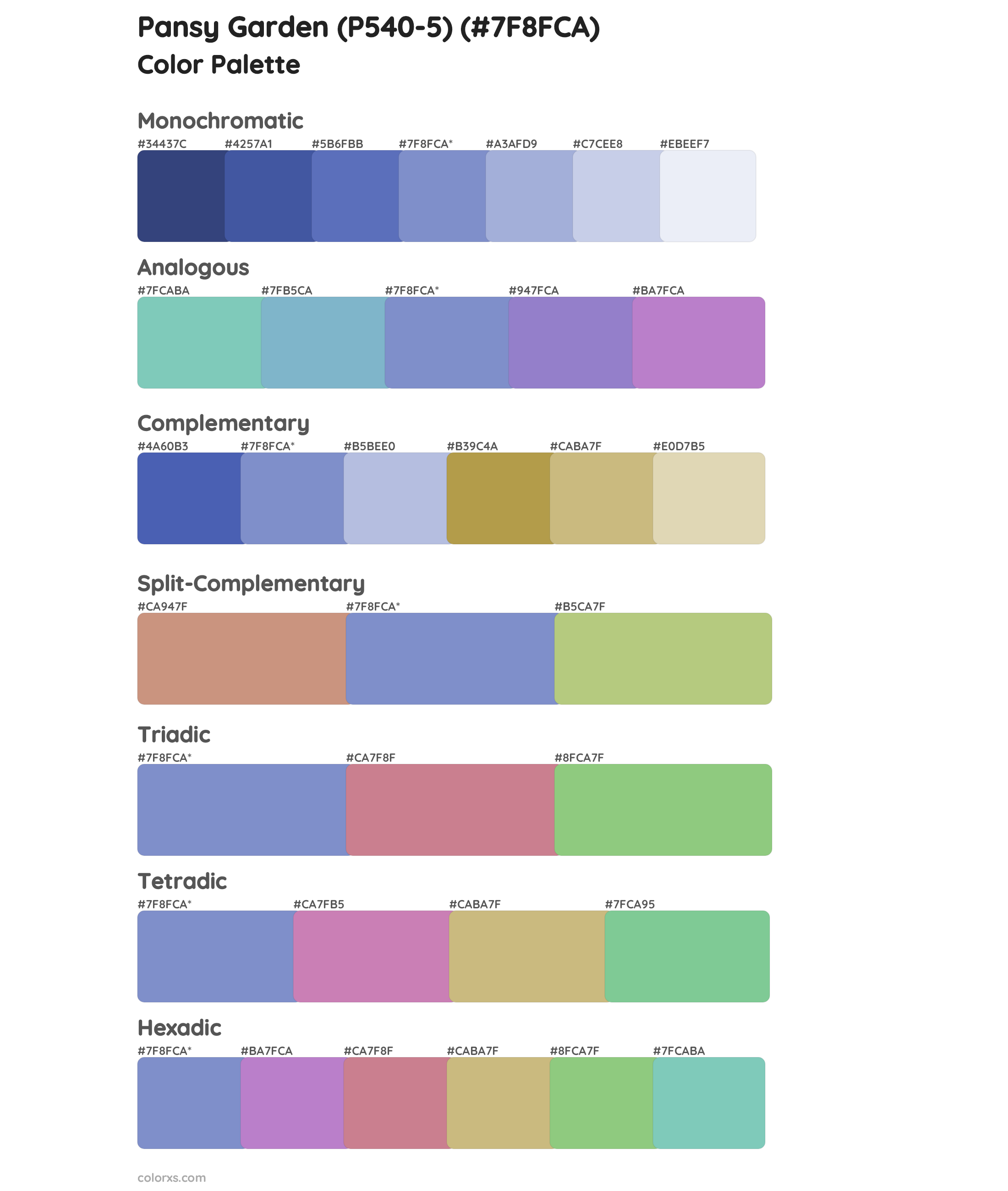 Pansy Garden (P540-5) Color Scheme Palettes