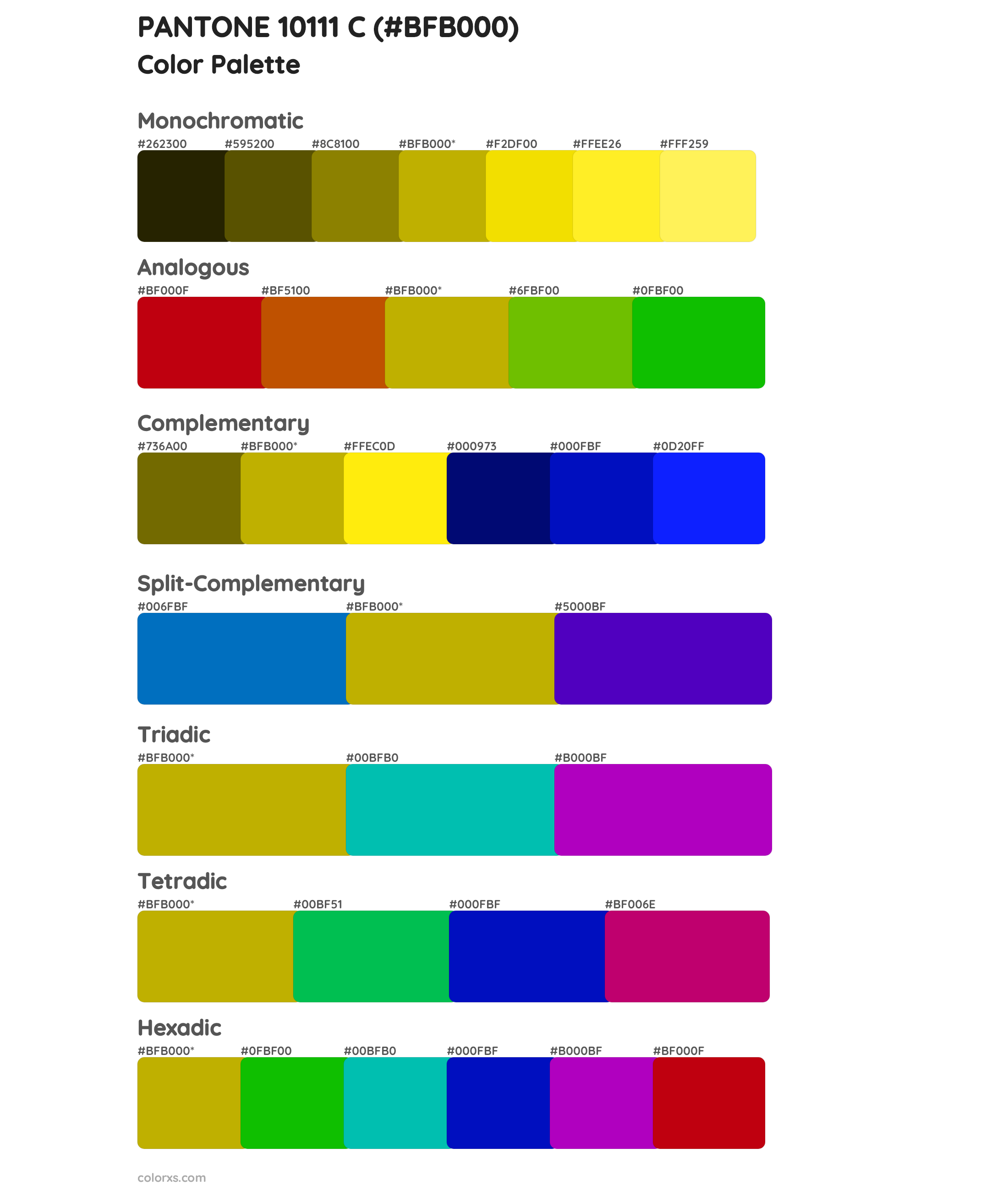 PANTONE 10111 C Color Scheme Palettes