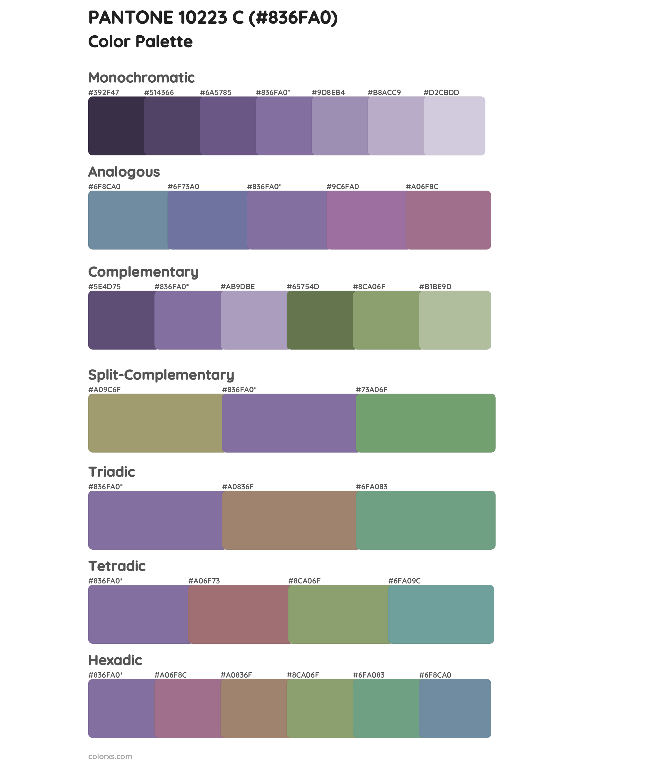 PANTONE 10223 C Color Scheme Palettes