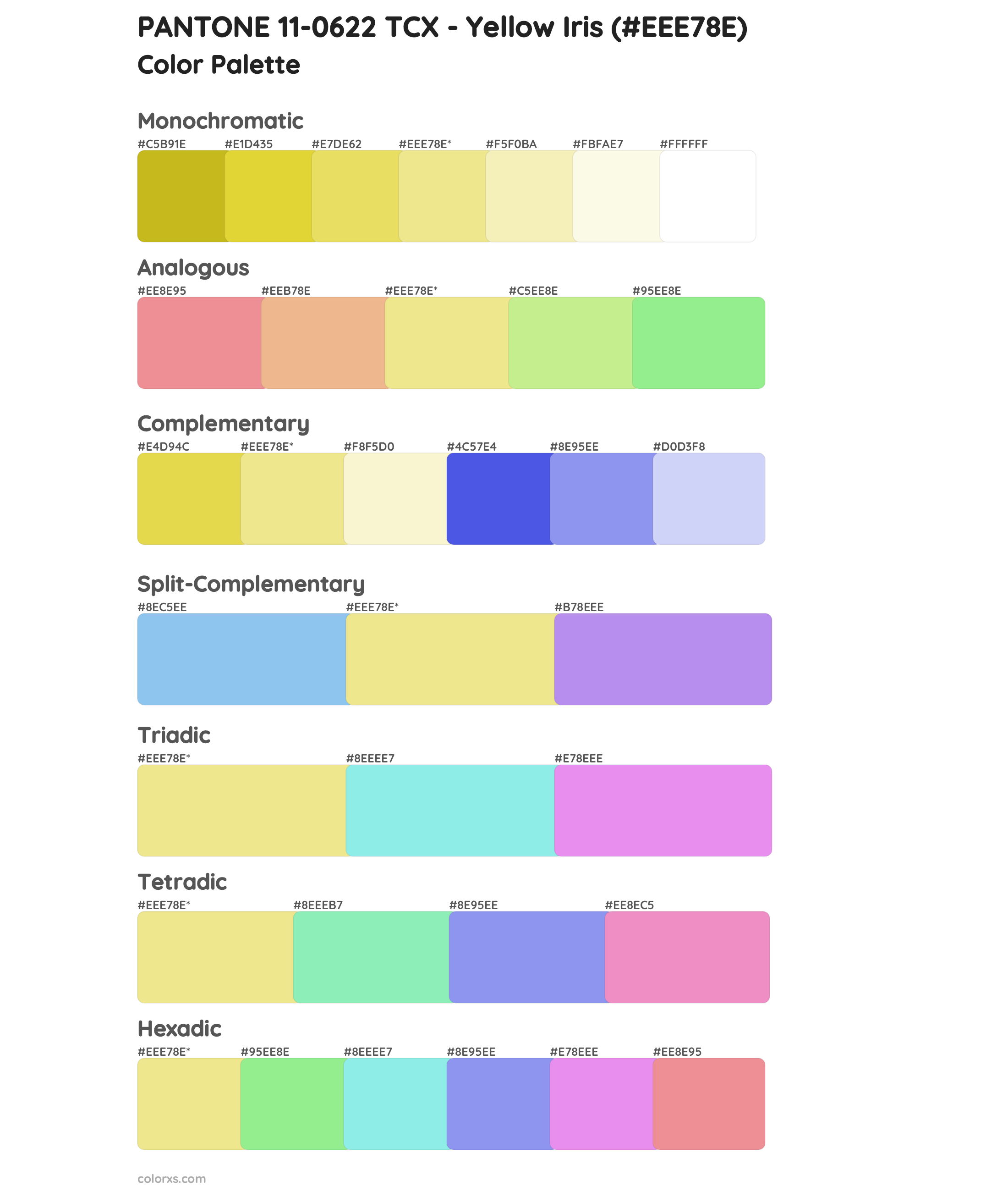 PANTONE 11-0622 TCX - Yellow Iris Color Scheme Palettes