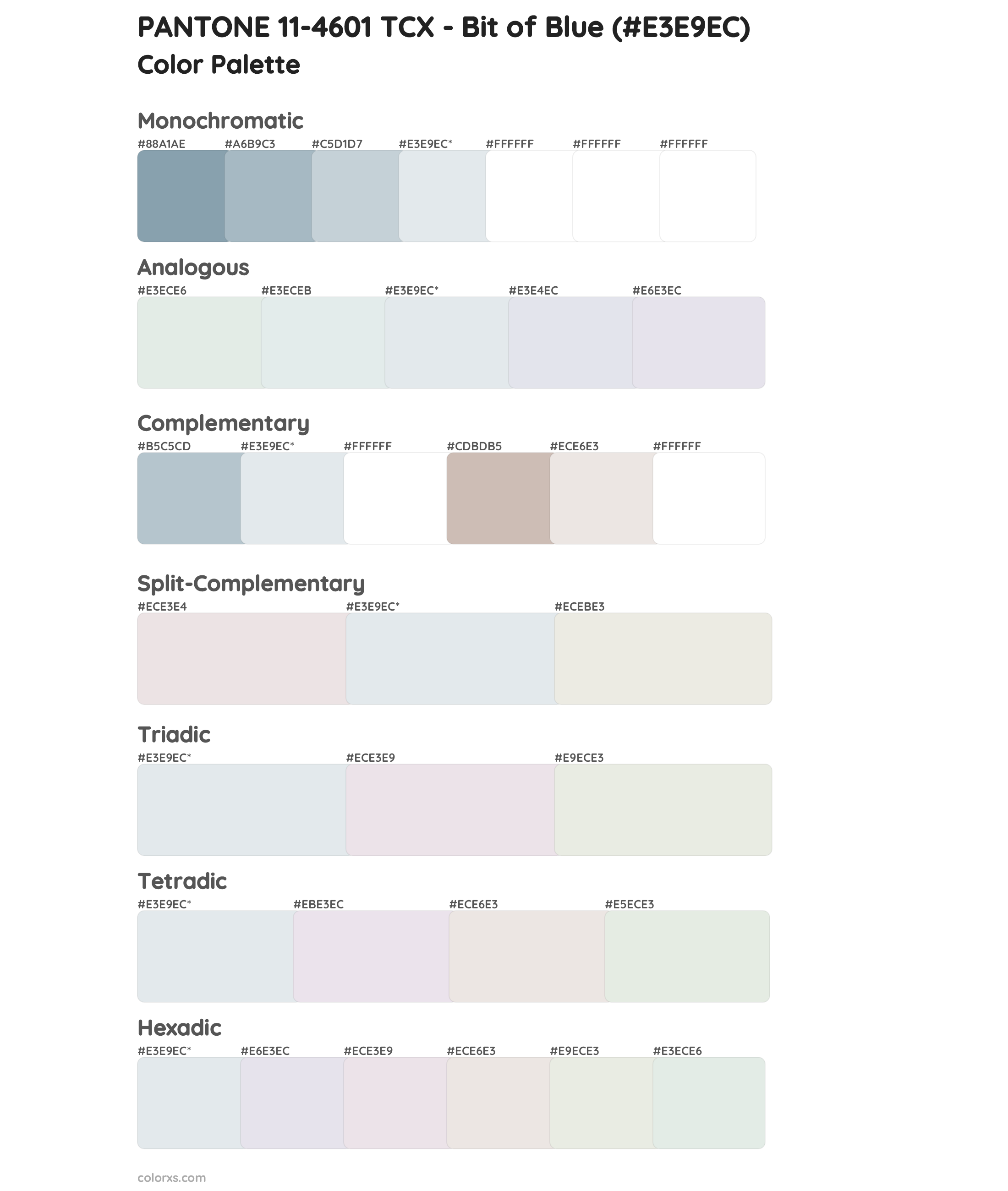 PANTONE 11-4601 TCX - Bit of Blue Color Scheme Palettes