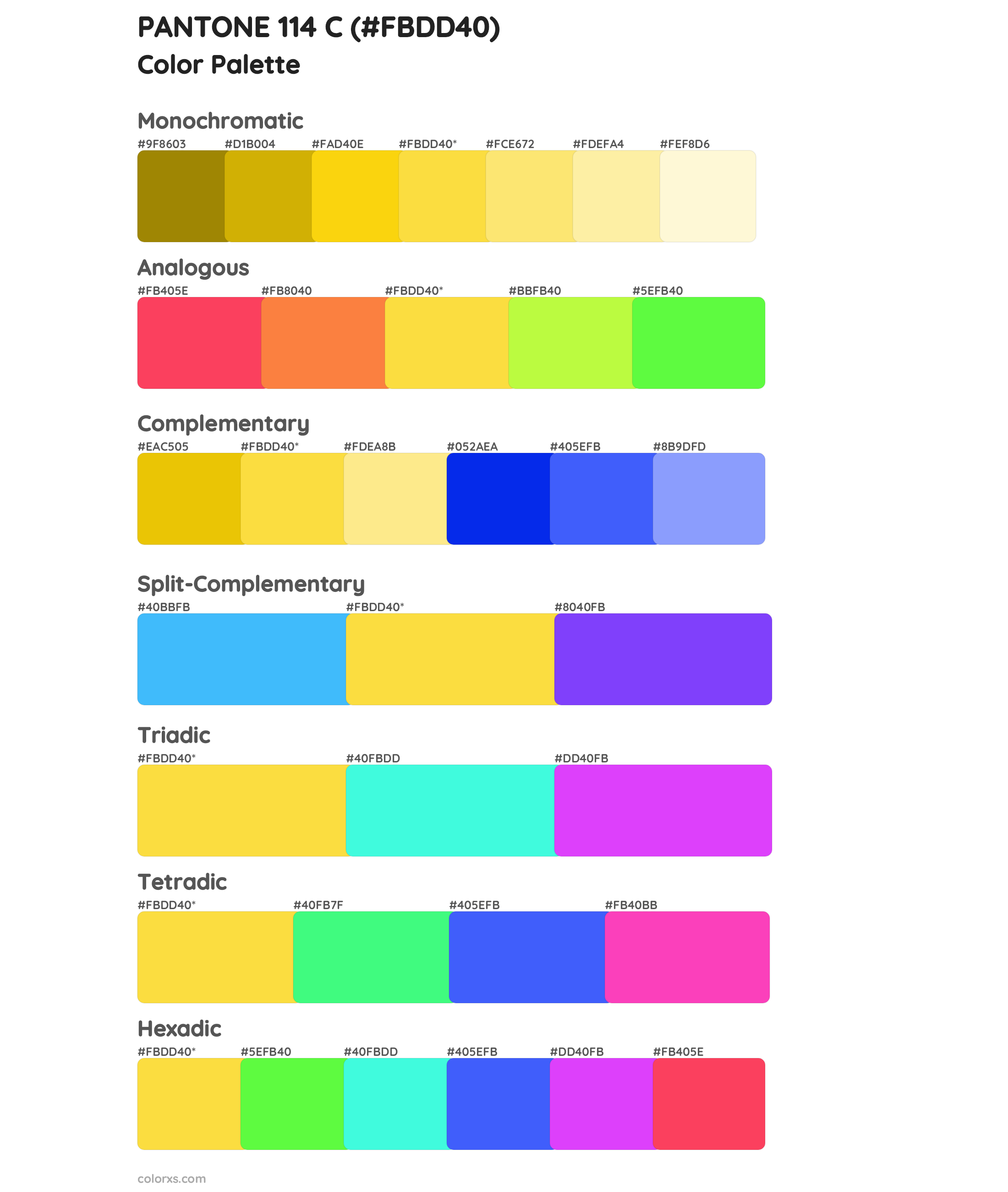 PANTONE 114 C Color Scheme Palettes