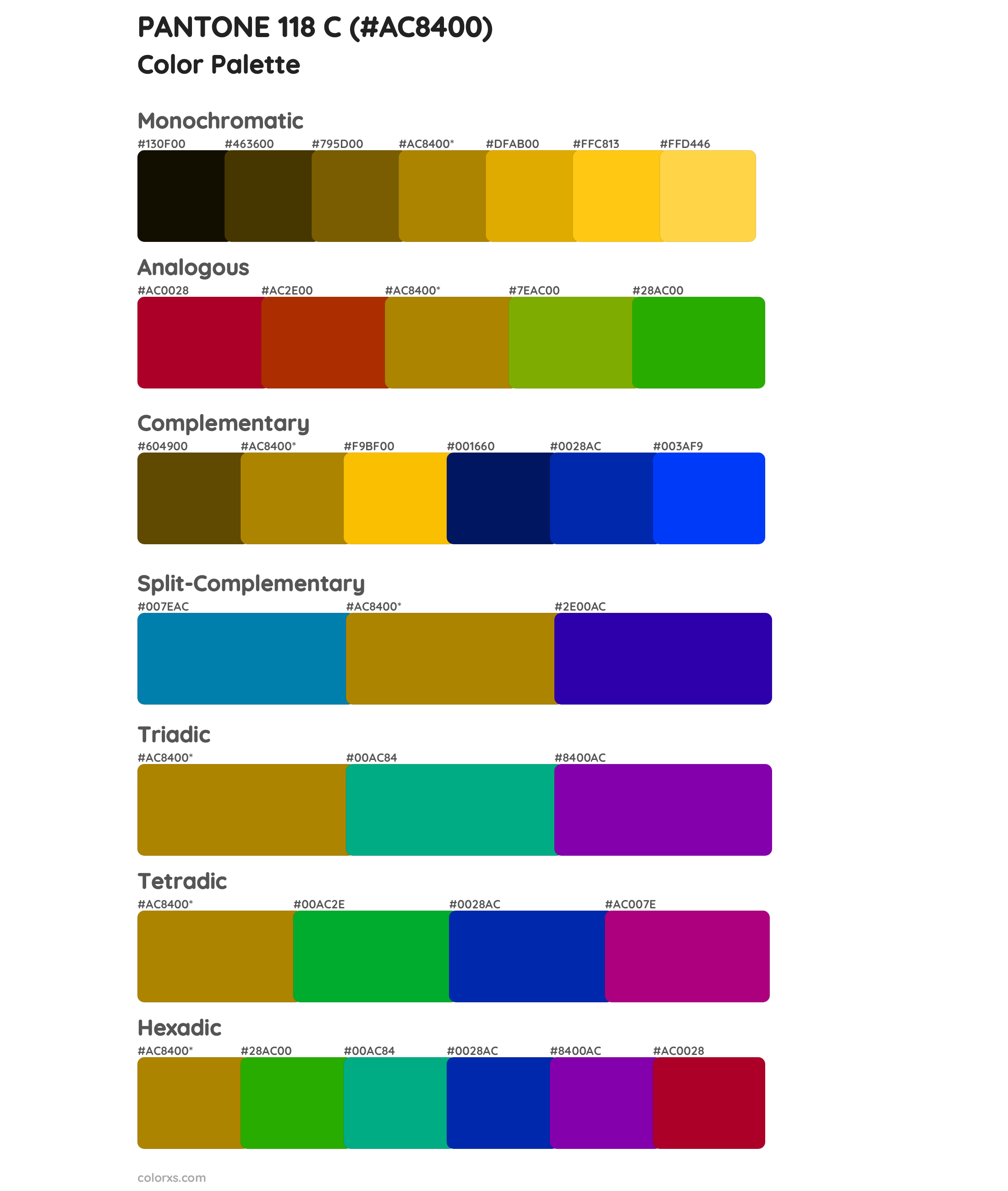 PANTONE 118 C Color Scheme Palettes