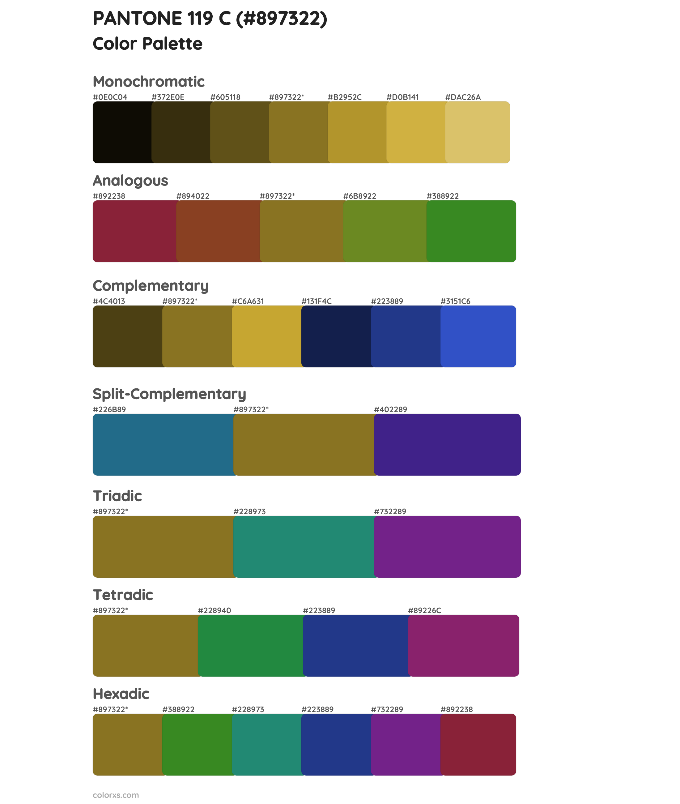 PANTONE 119 C Color Scheme Palettes