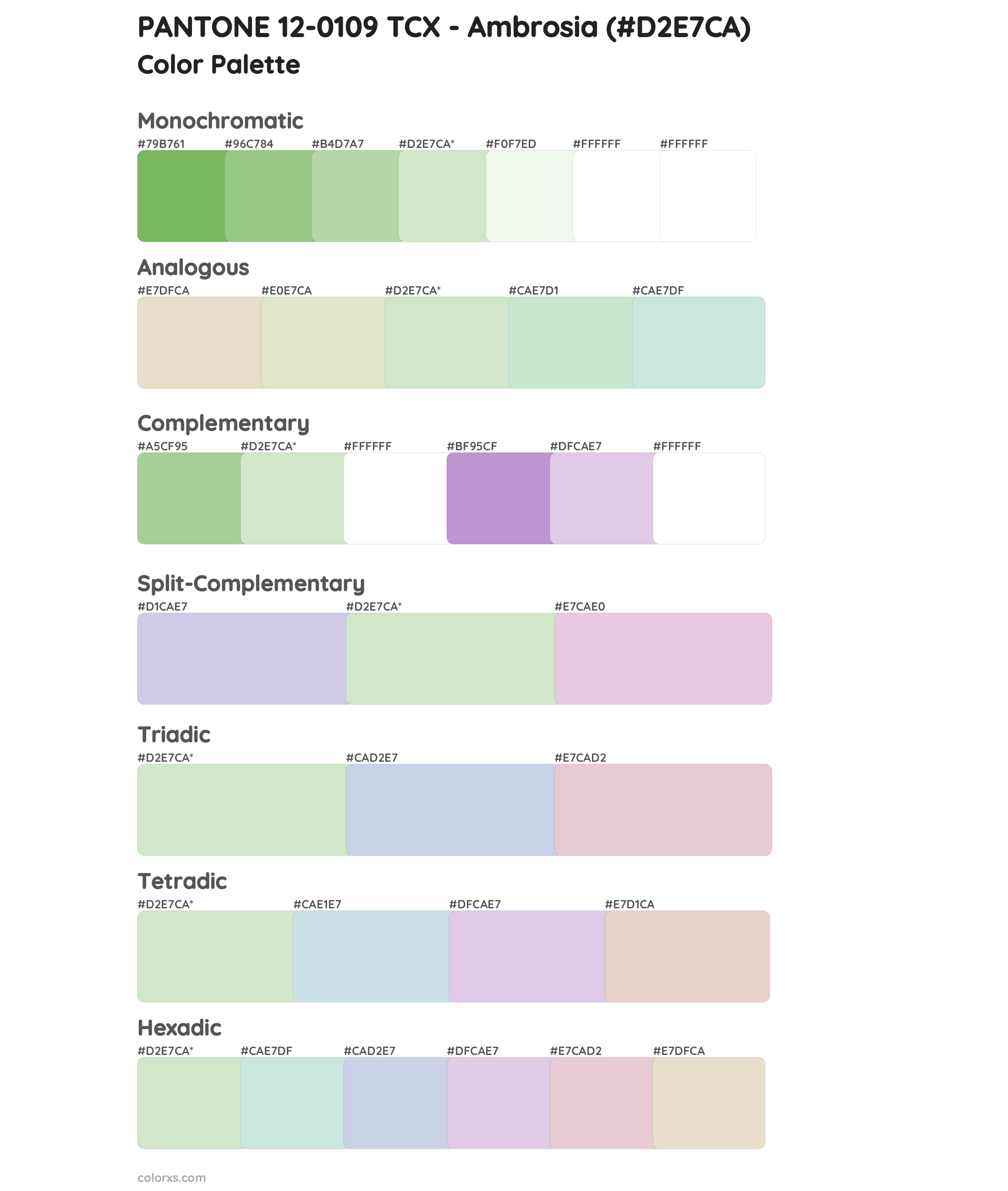 PANTONE 12-0109 TCX - Ambrosia Color Scheme Palettes