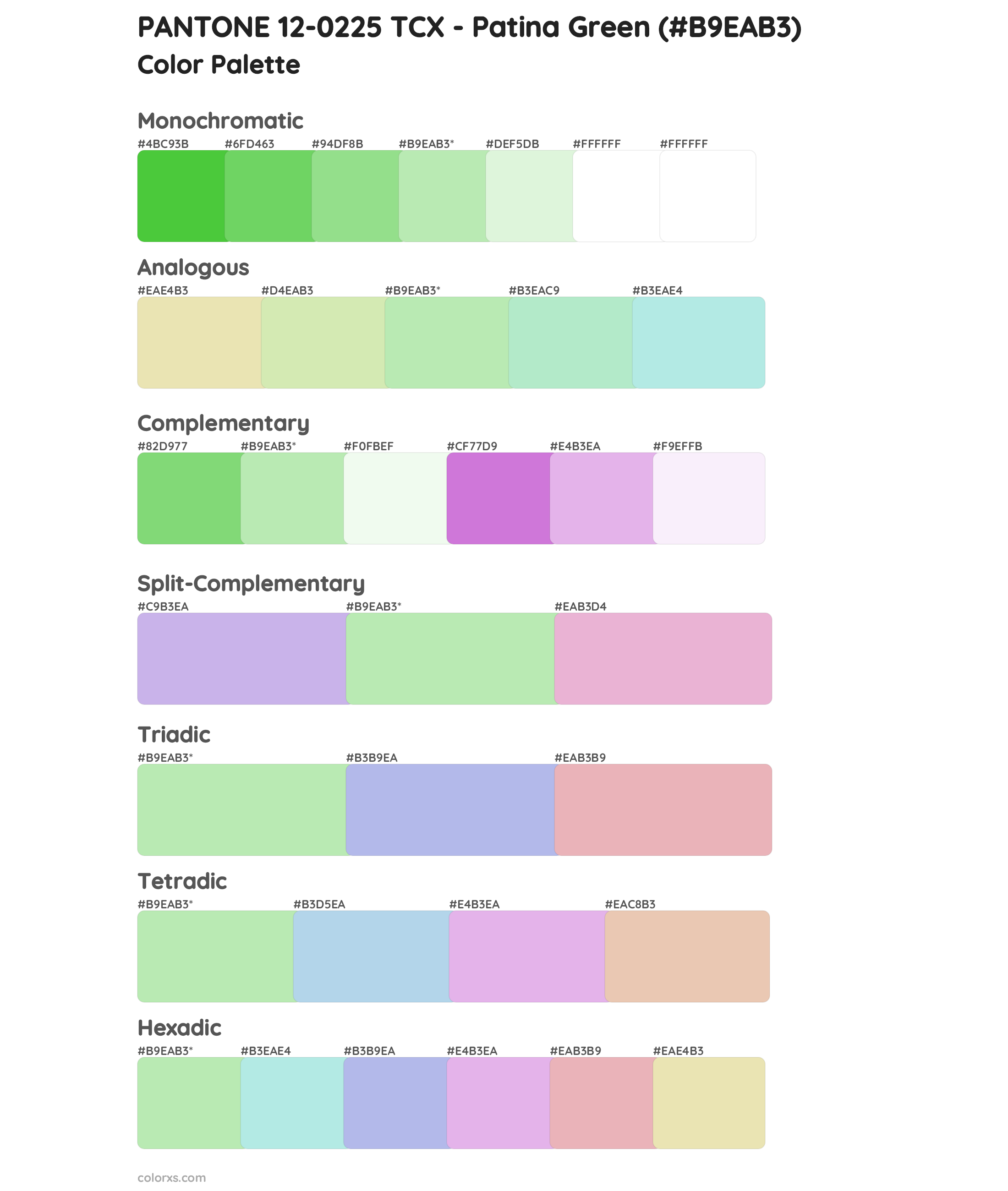 PANTONE 12-0225 TCX - Patina Green Color Scheme Palettes