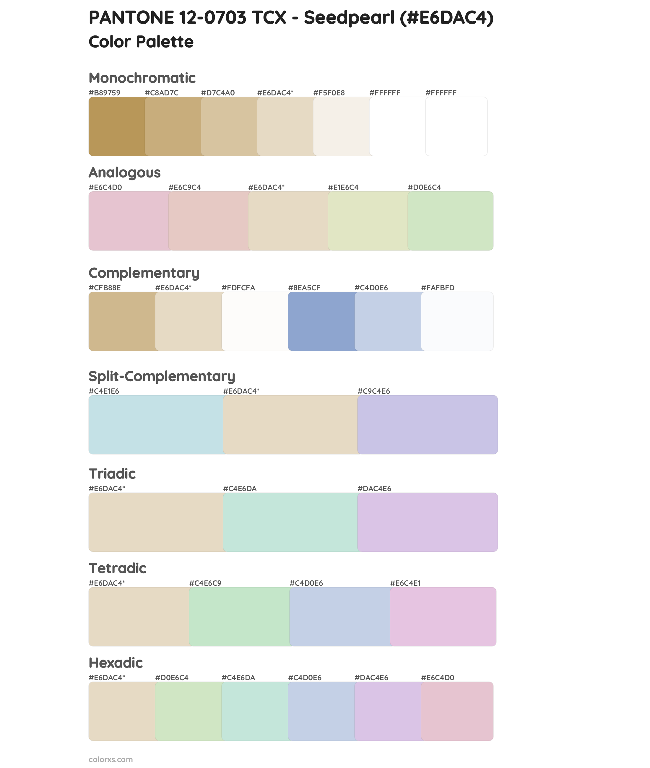 PANTONE 12-0703 TCX - Seedpearl Color Scheme Palettes