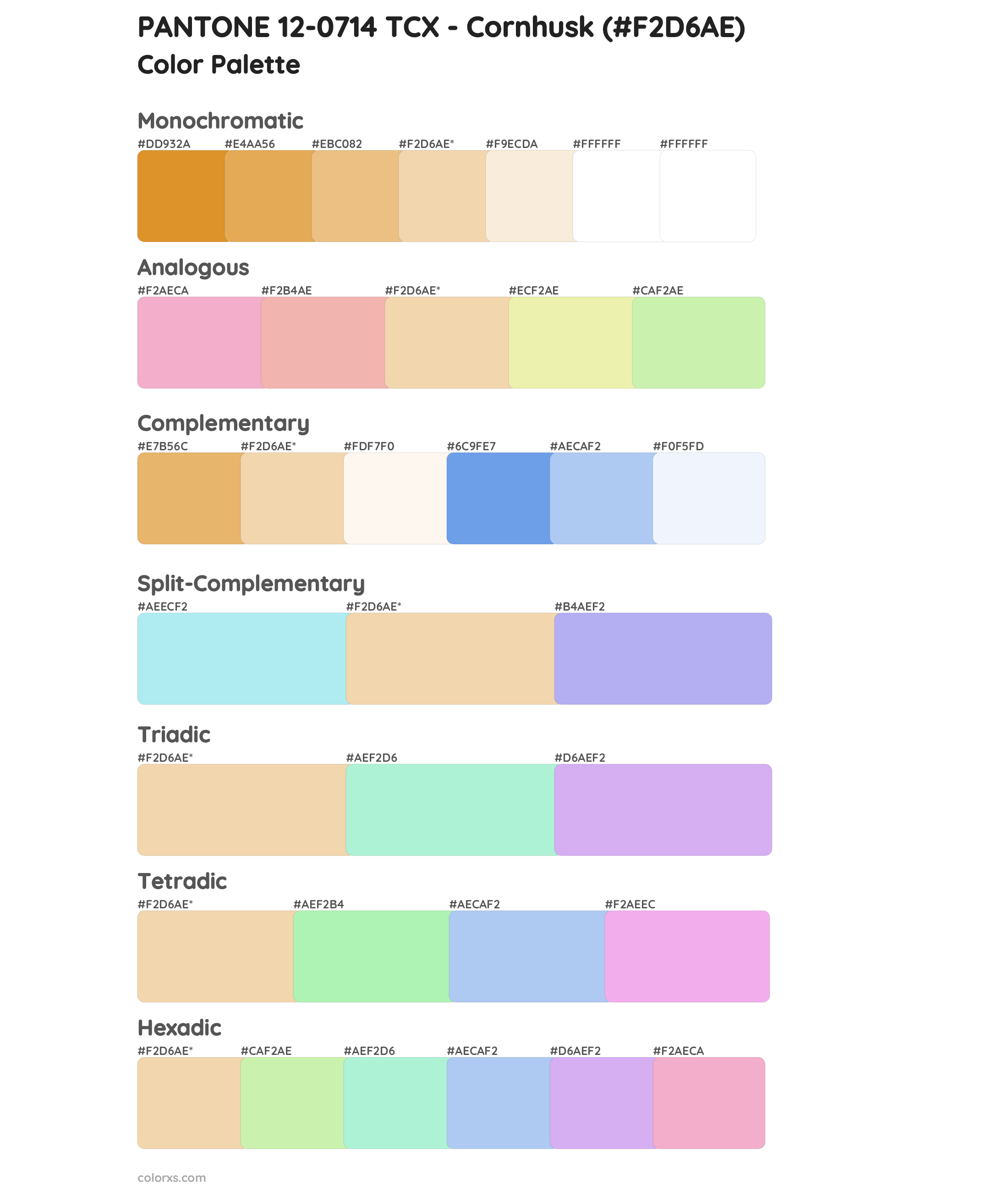 PANTONE 12-0714 TCX - Cornhusk Color Scheme Palettes