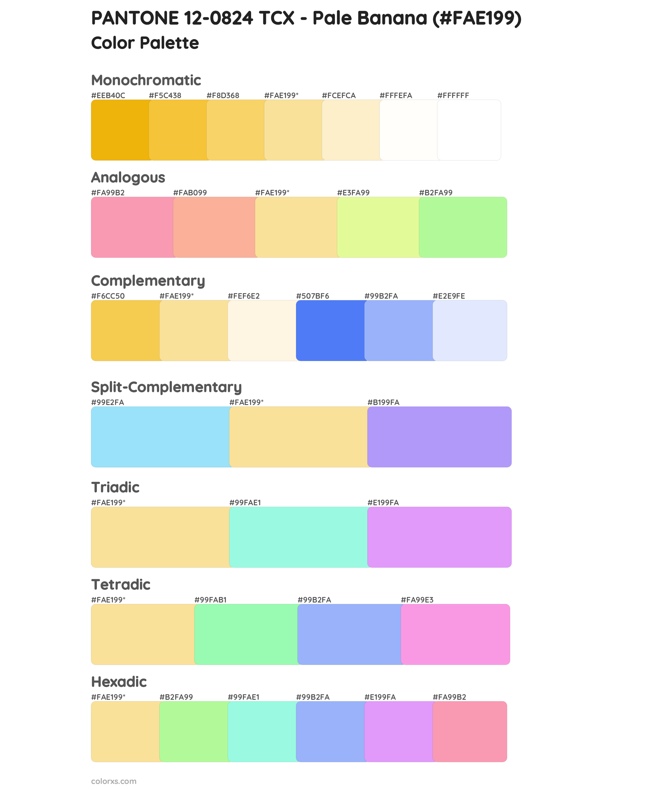 PANTONE 12-0824 TCX - Pale Banana Color Scheme Palettes