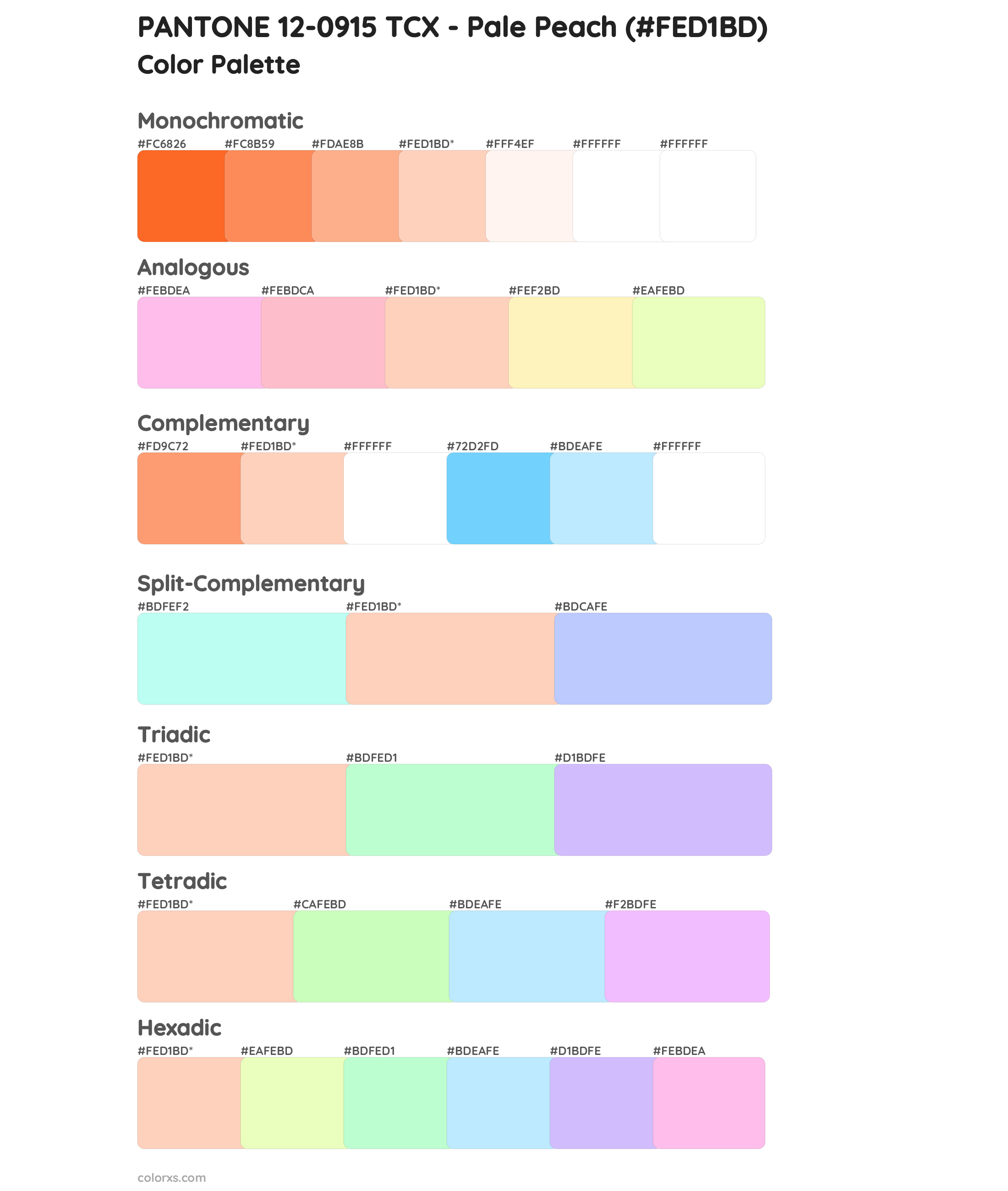 PANTONE 12-0915 TCX - Pale Peach Color Scheme Palettes