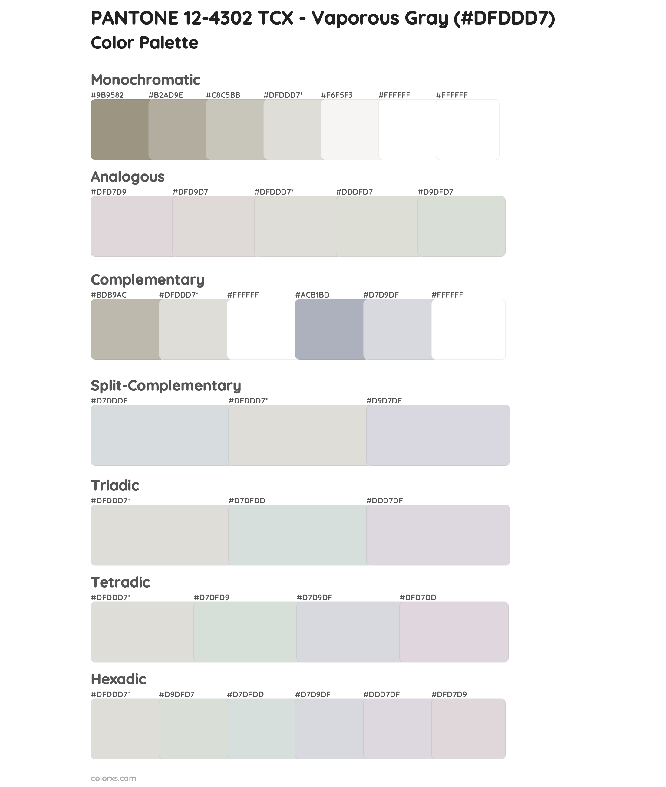 Pantone 12 4302 Tcx Vaporous Gray Color Palettes And Color Scheme