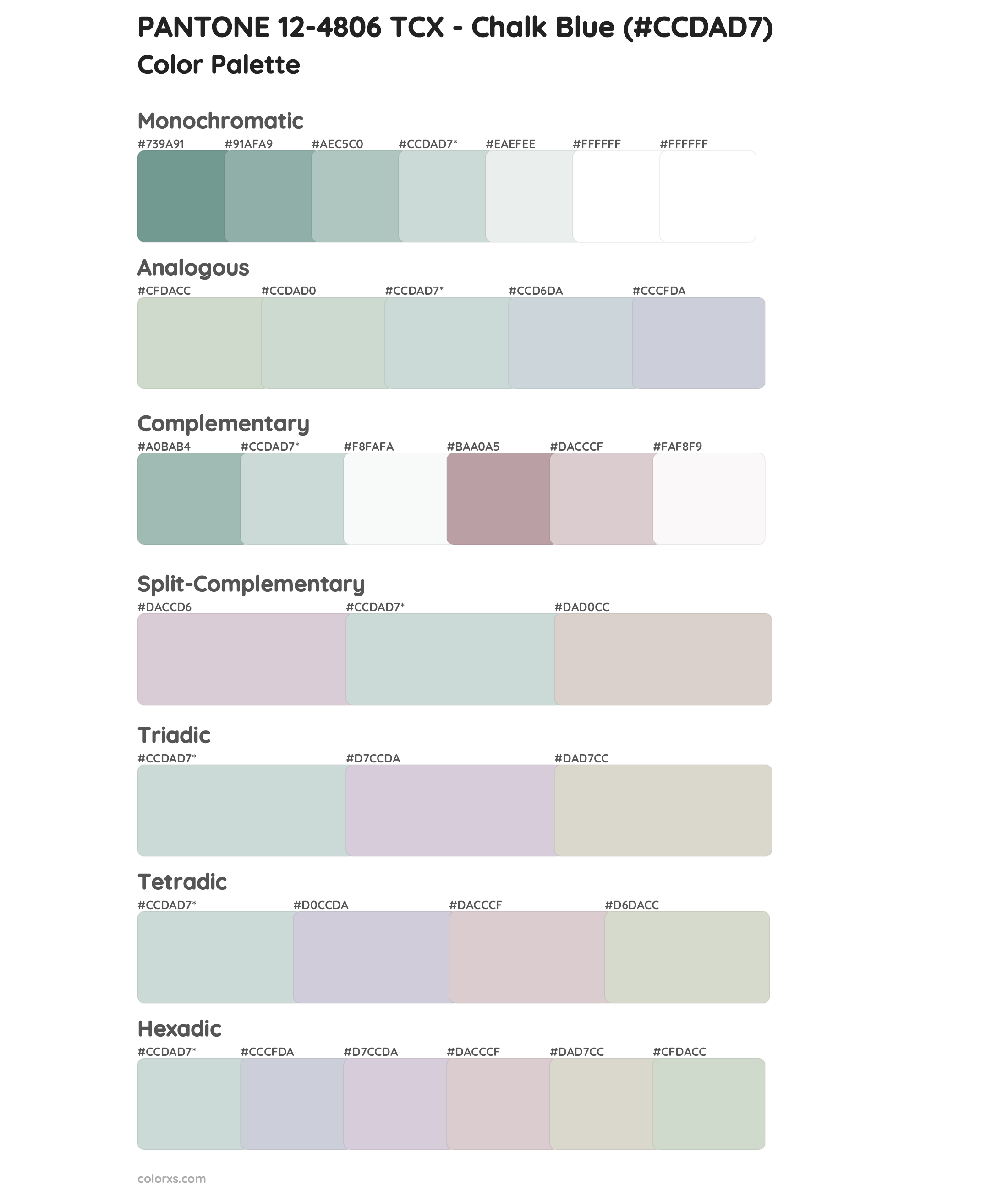 PANTONE 12-4806 TCX - Chalk Blue Color Scheme Palettes