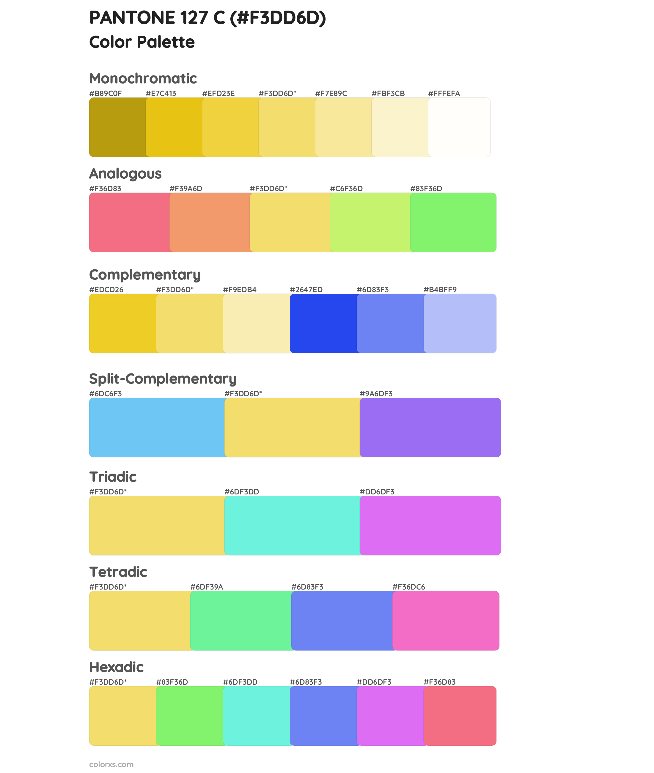 PANTONE 127 C Color Scheme Palettes