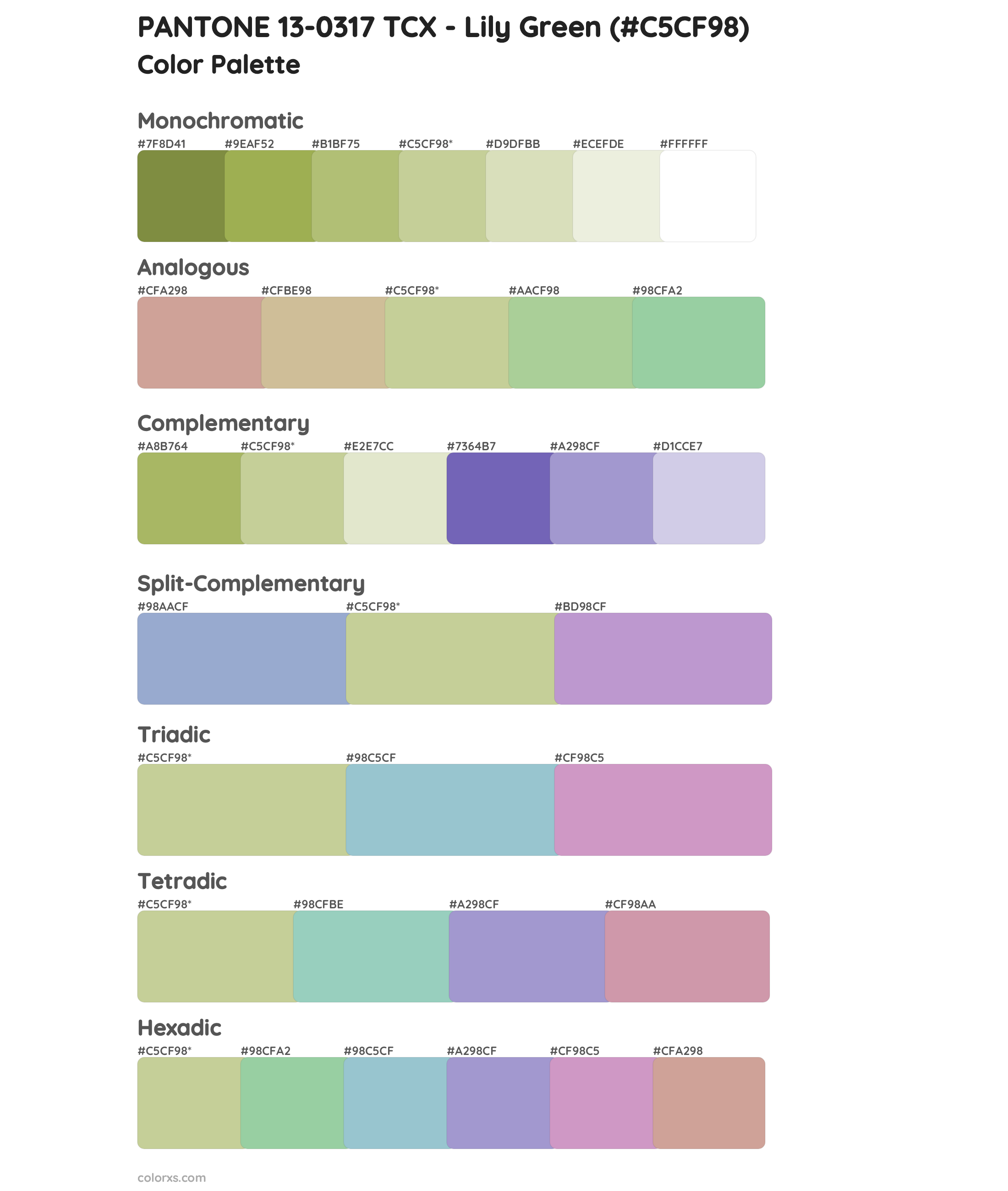 PANTONE 13-0317 TCX - Lily Green Color Scheme Palettes