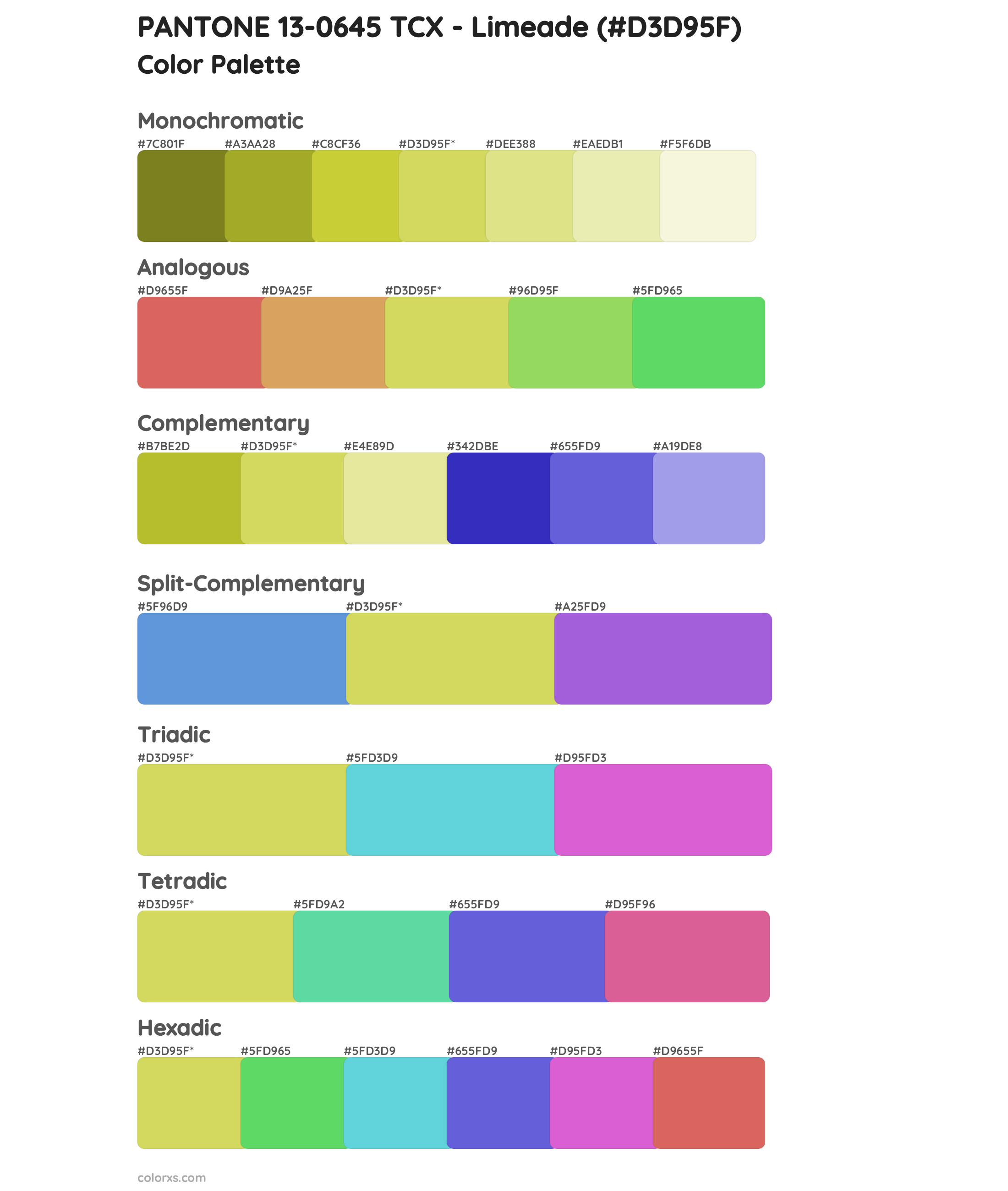 PANTONE 13-0645 TCX - Limeade Color Scheme Palettes