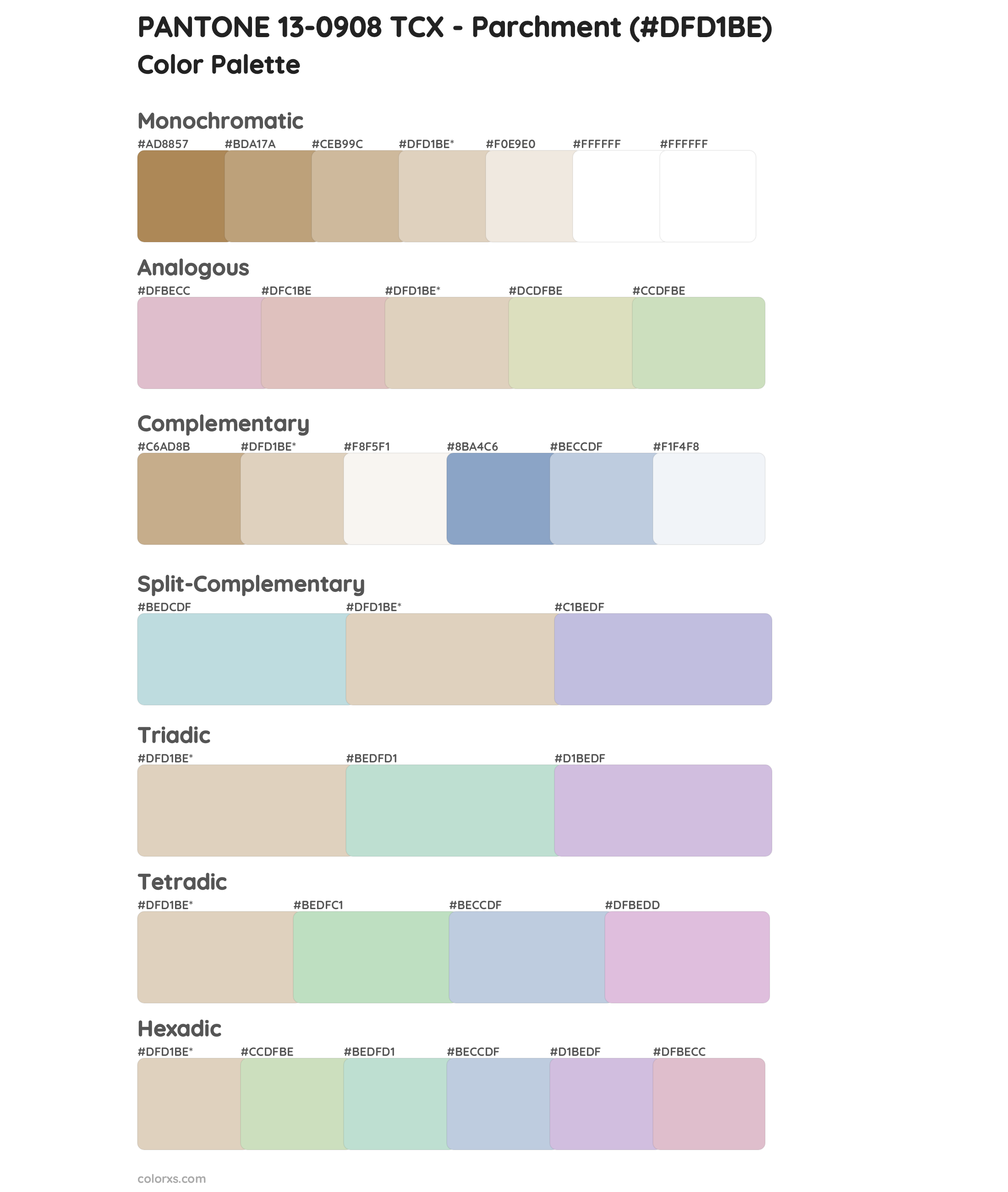 PANTONE 13-0908 TCX - Parchment Color Scheme Palettes