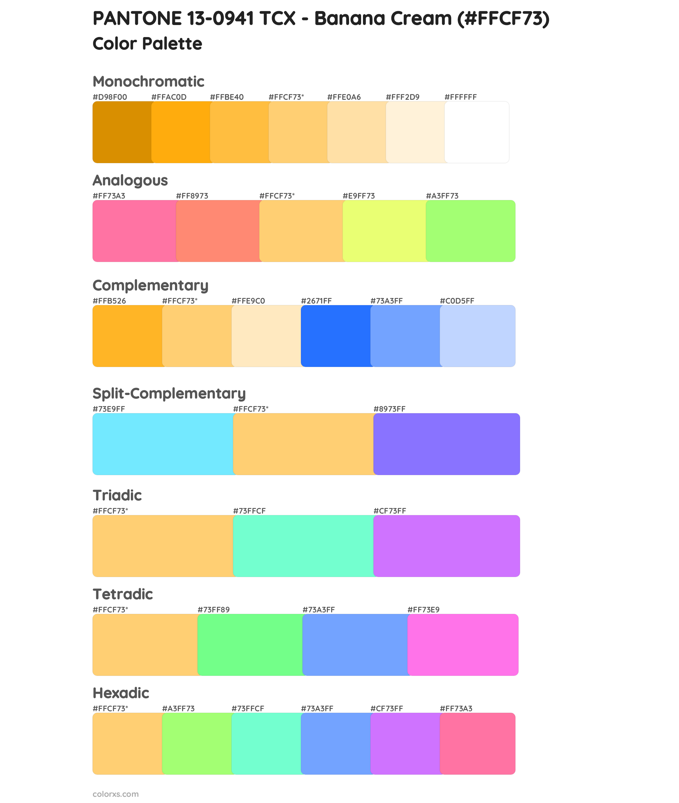 PANTONE 13-0941 TCX - Banana Cream Color Scheme Palettes