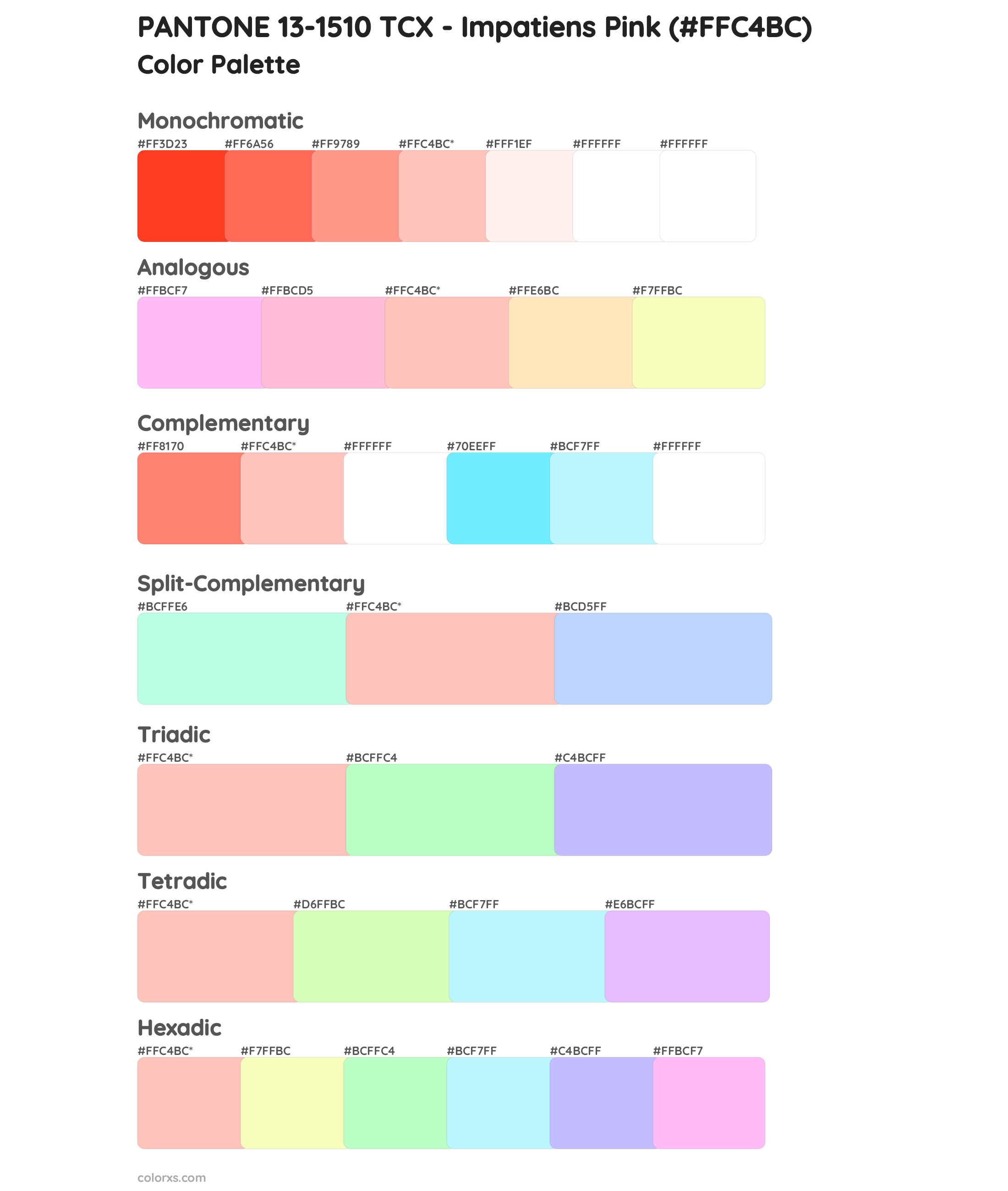 PANTONE 13-1510 TCX - Impatiens Pink Color Scheme Palettes