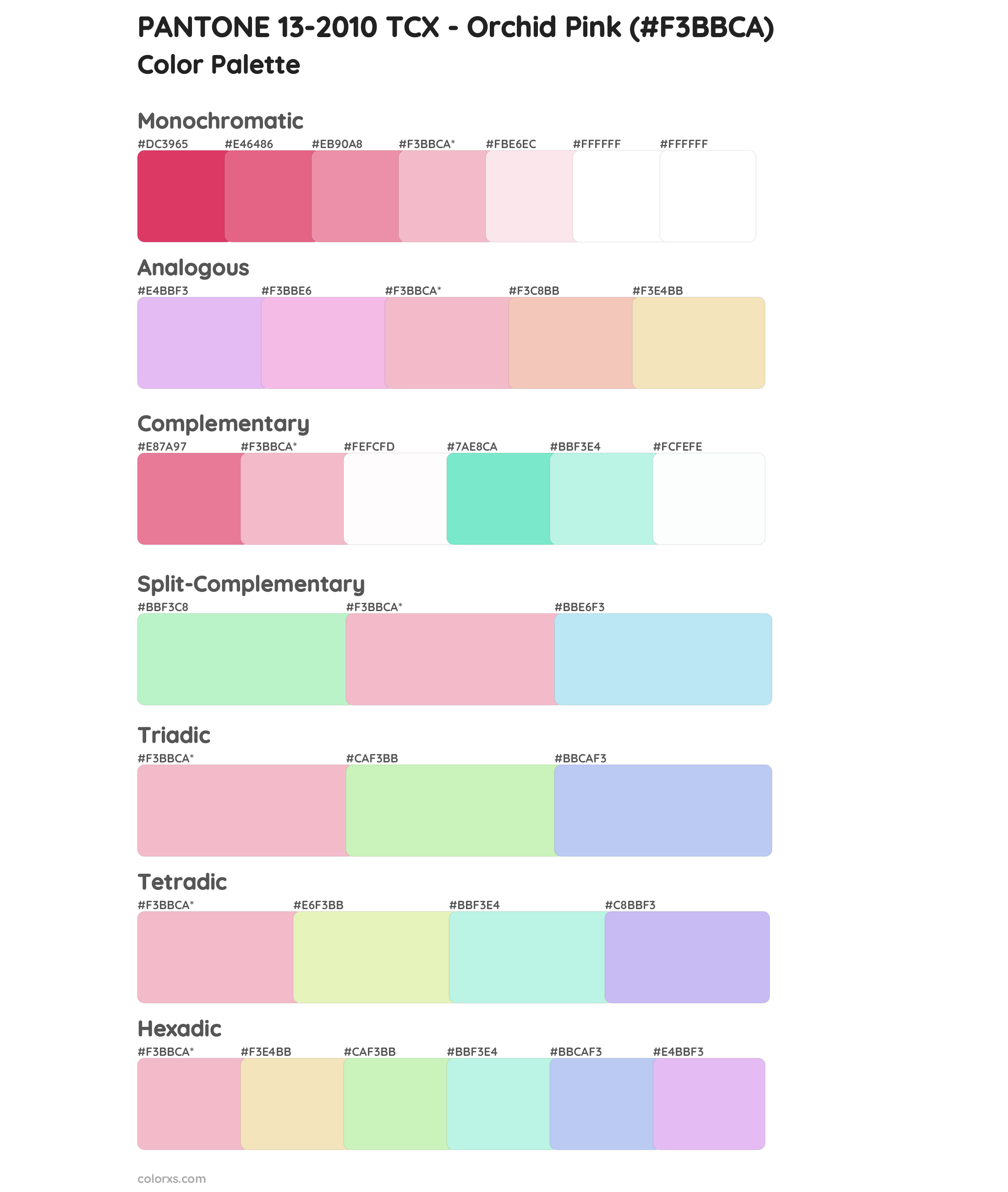 PANTONE 13-2010 TCX - Orchid Pink Color Scheme Palettes