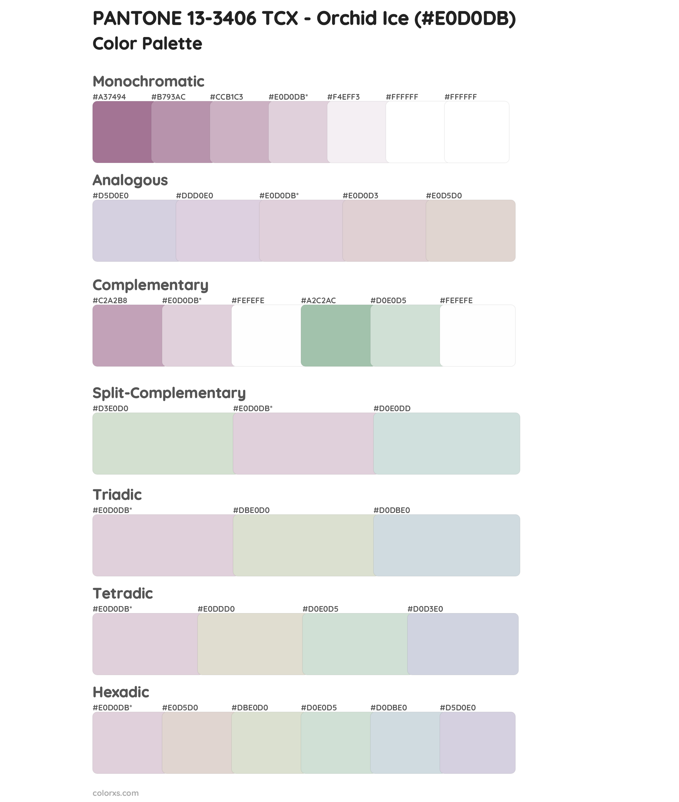 PANTONE 13-3406 TCX - Orchid Ice Color Scheme Palettes