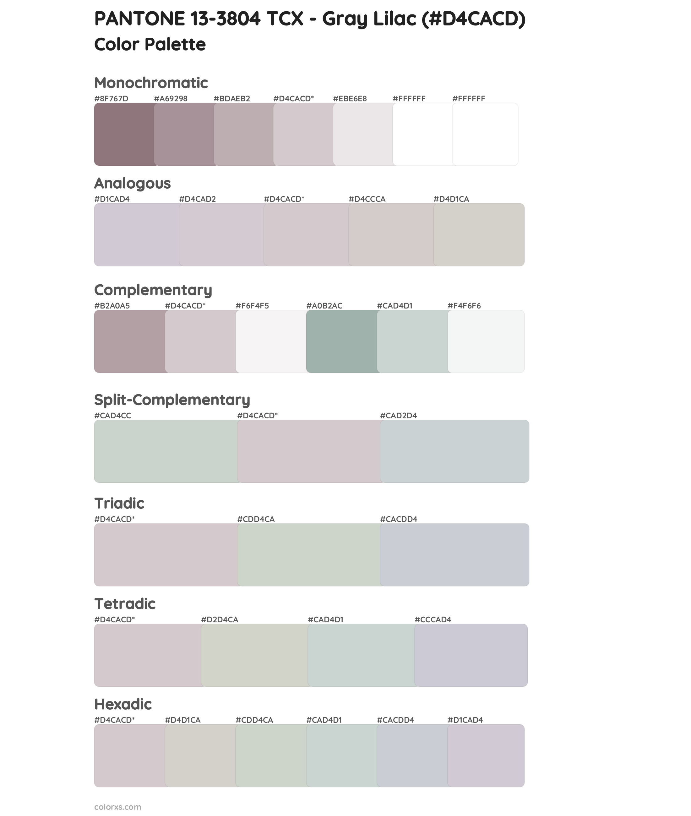 PANTONE 13-3804 TCX - Gray Lilac Color Scheme Palettes