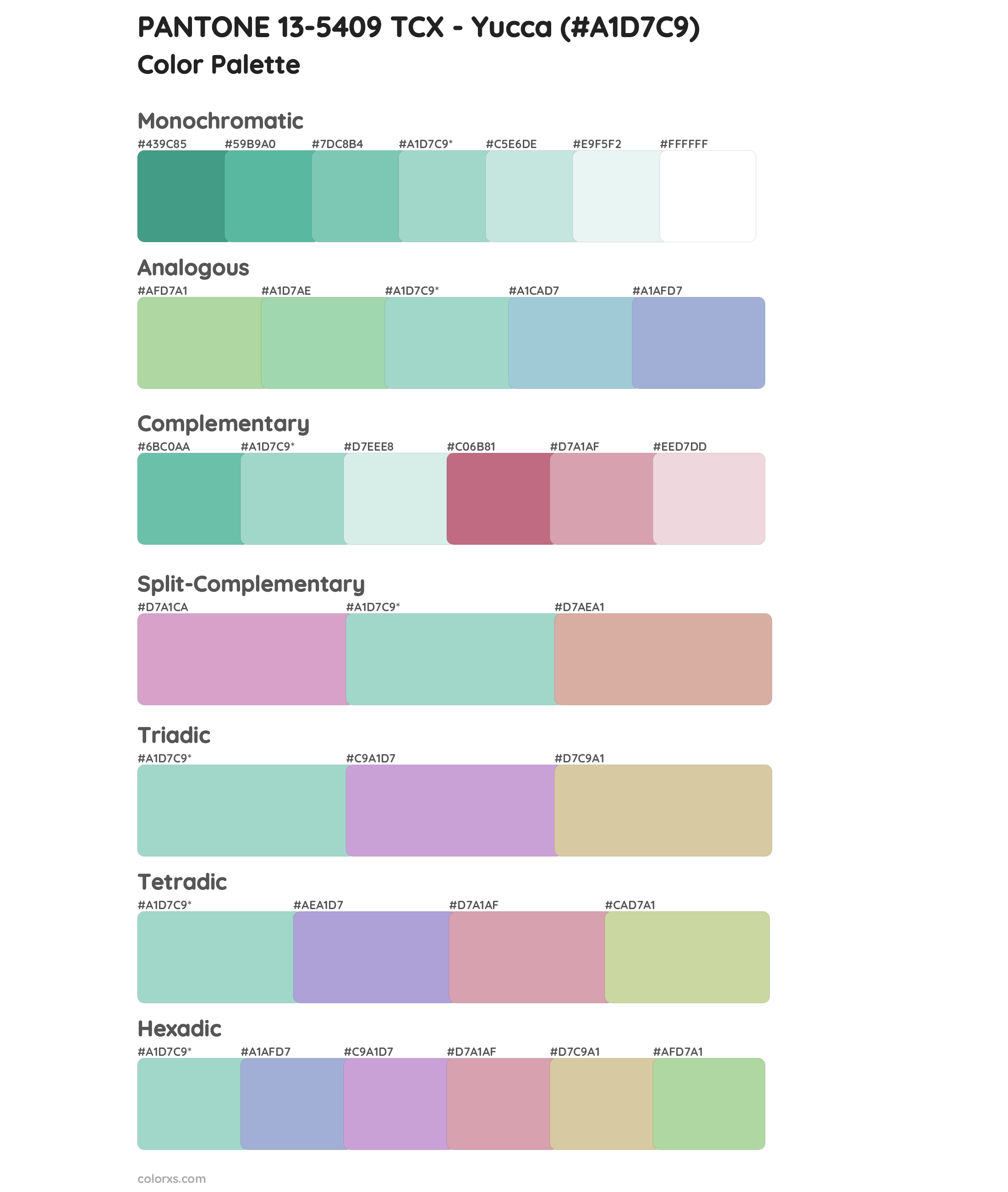 PANTONE 13-5409 TCX - Yucca Color Scheme Palettes