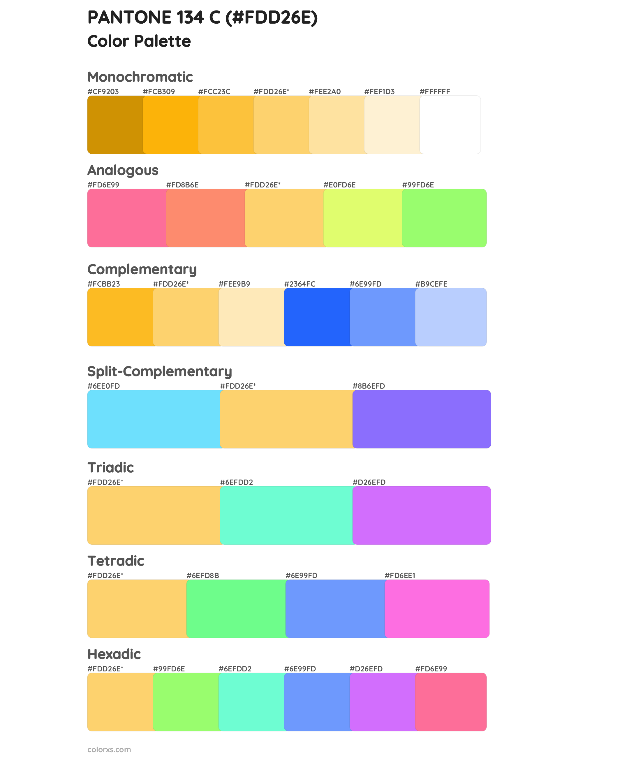 PANTONE 134 C Color Scheme Palettes