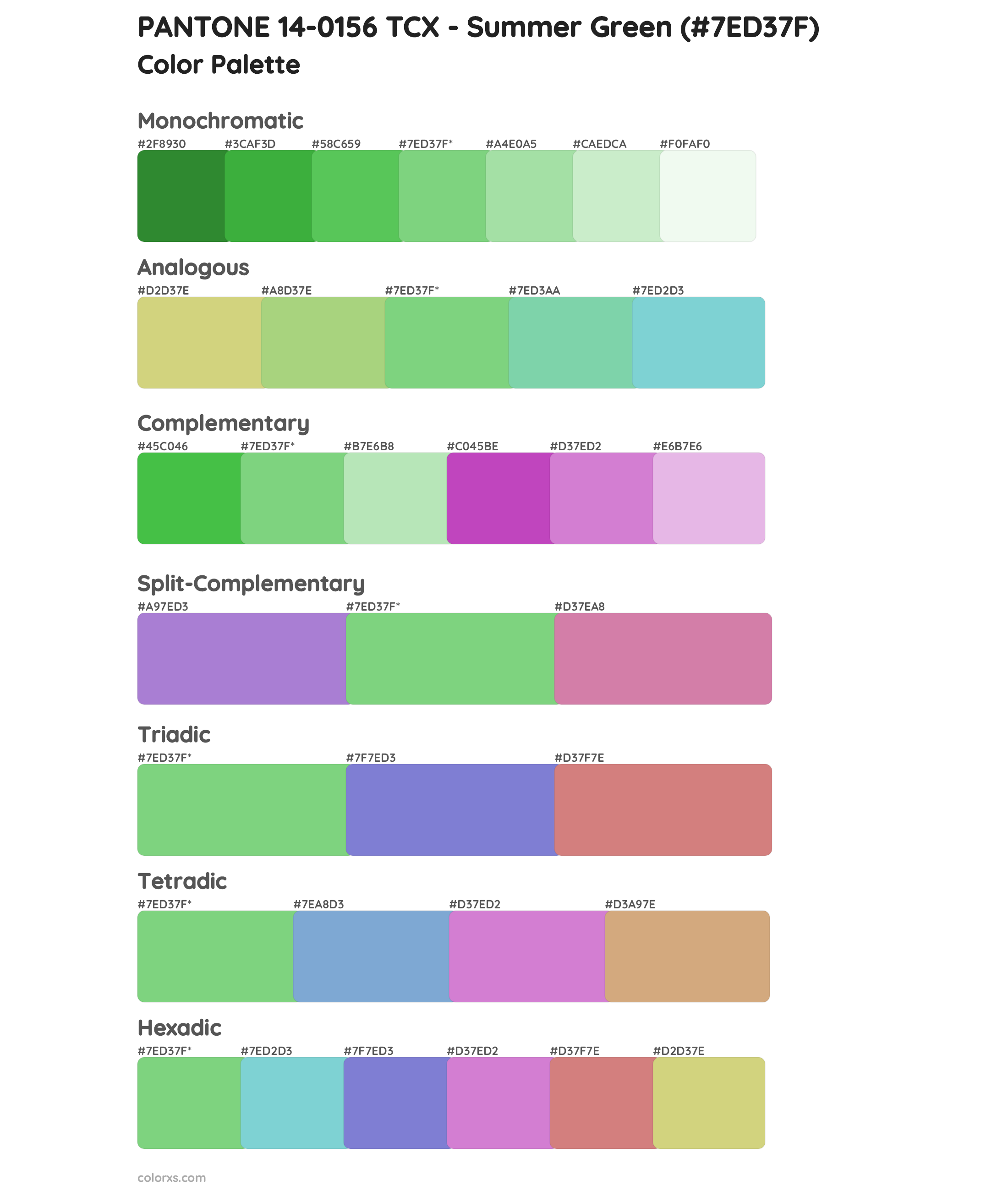 PANTONE 14-0156 TCX - Summer Green Color Scheme Palettes