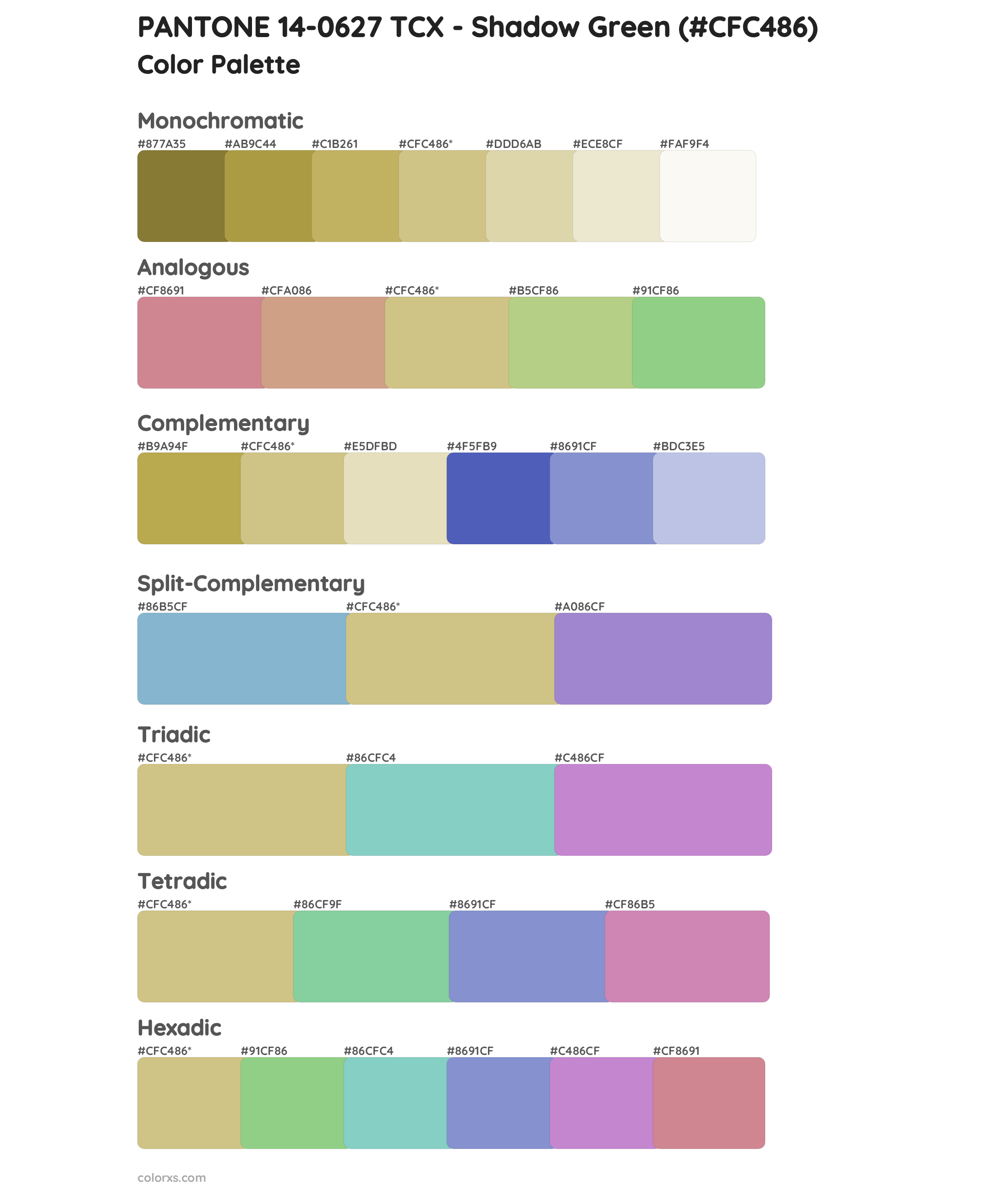 PANTONE 14-0627 TCX - Shadow Green Color Scheme Palettes