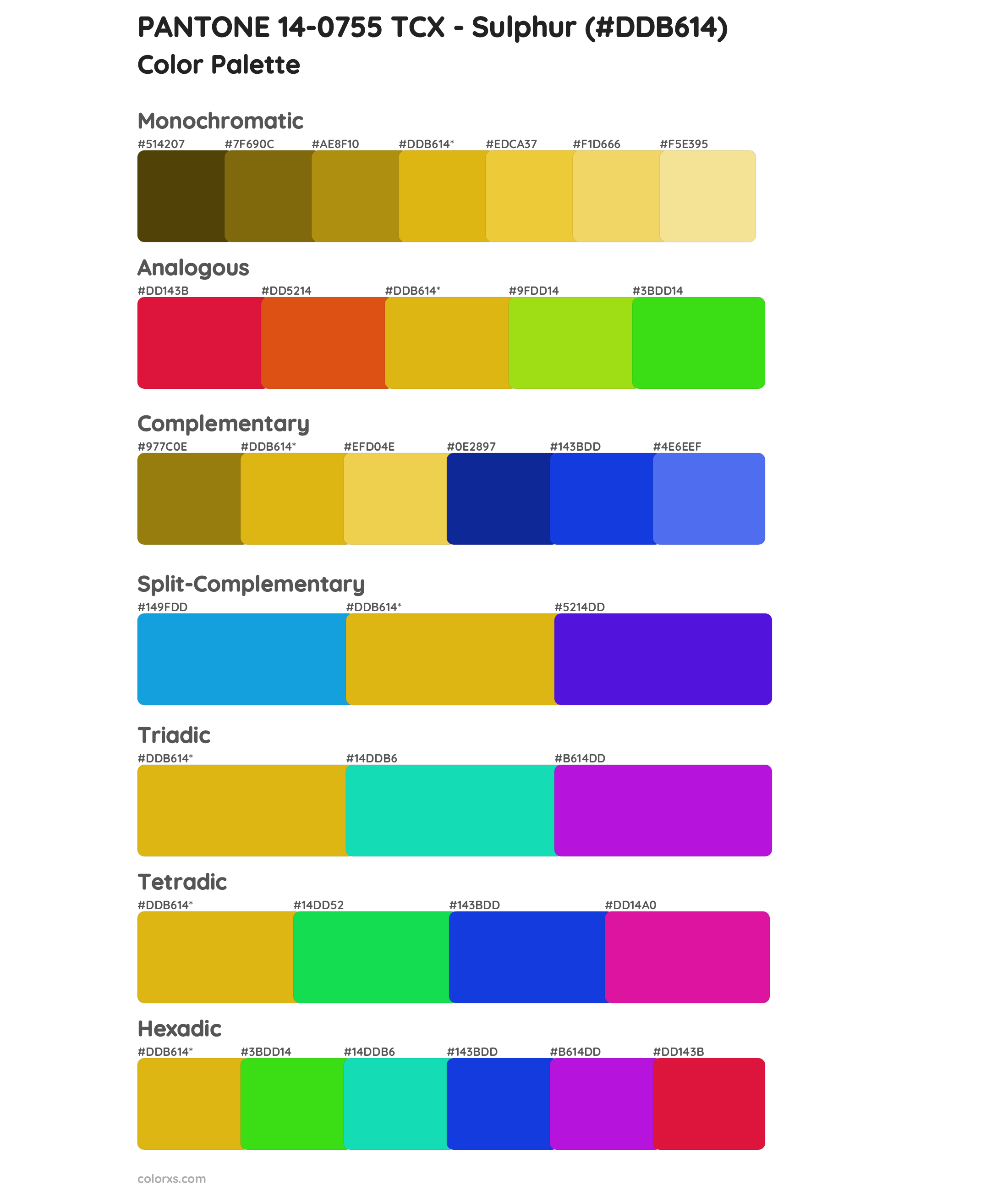 PANTONE 14-0755 TCX - Sulphur Color Scheme Palettes