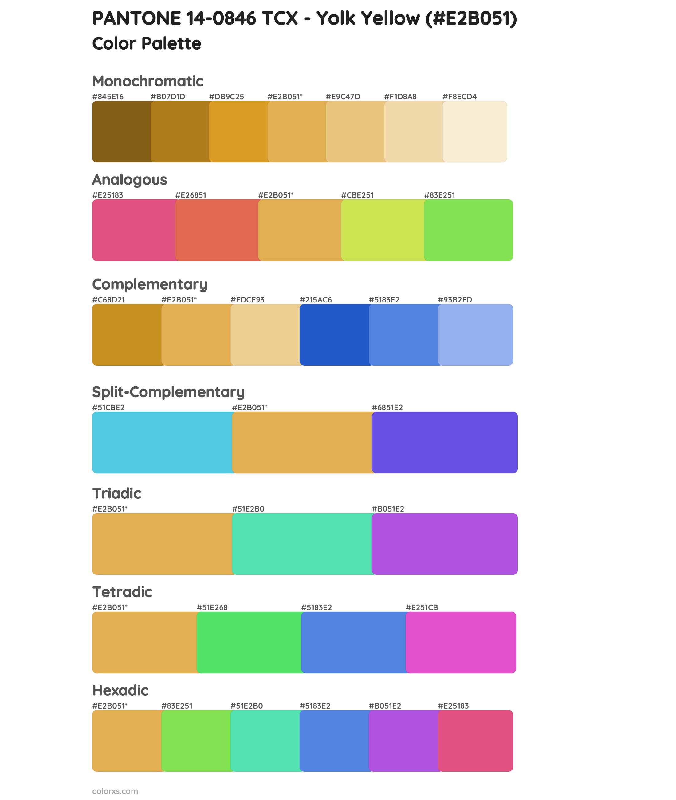 PANTONE 14-0846 TCX - Yolk Yellow Color Scheme Palettes