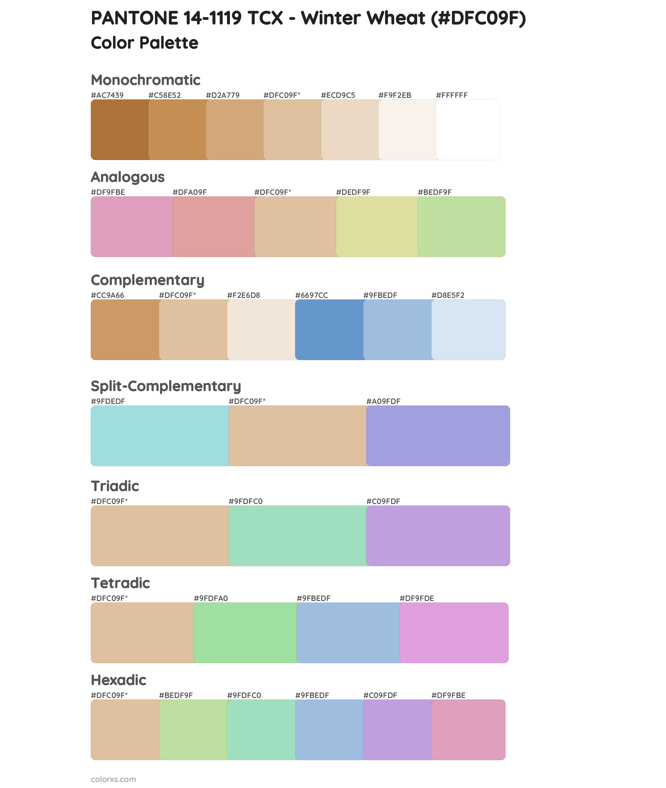 PANTONE 14-1119 TCX - Winter Wheat Color Scheme Palettes