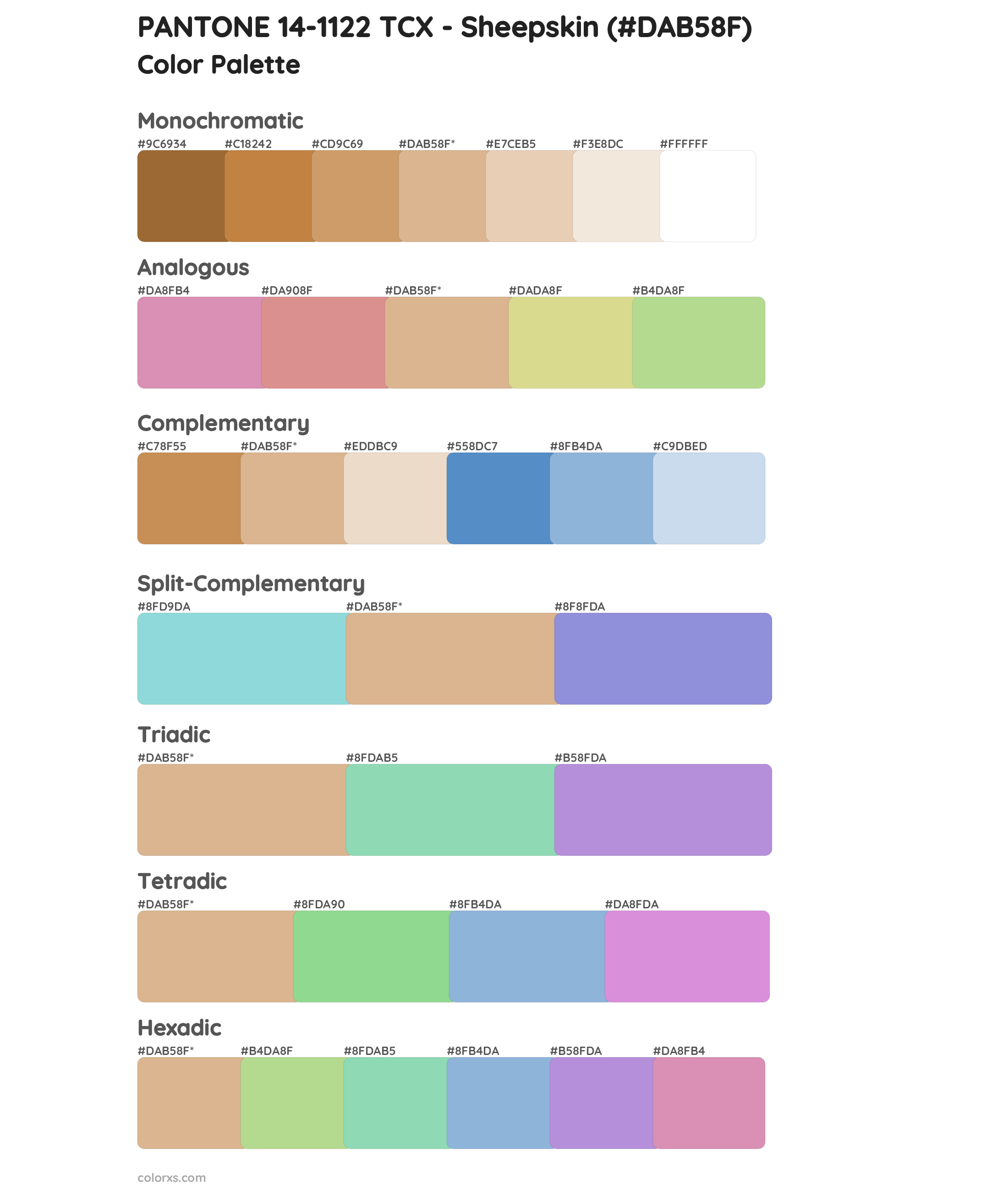 PANTONE 14-1122 TCX - Sheepskin Color Scheme Palettes