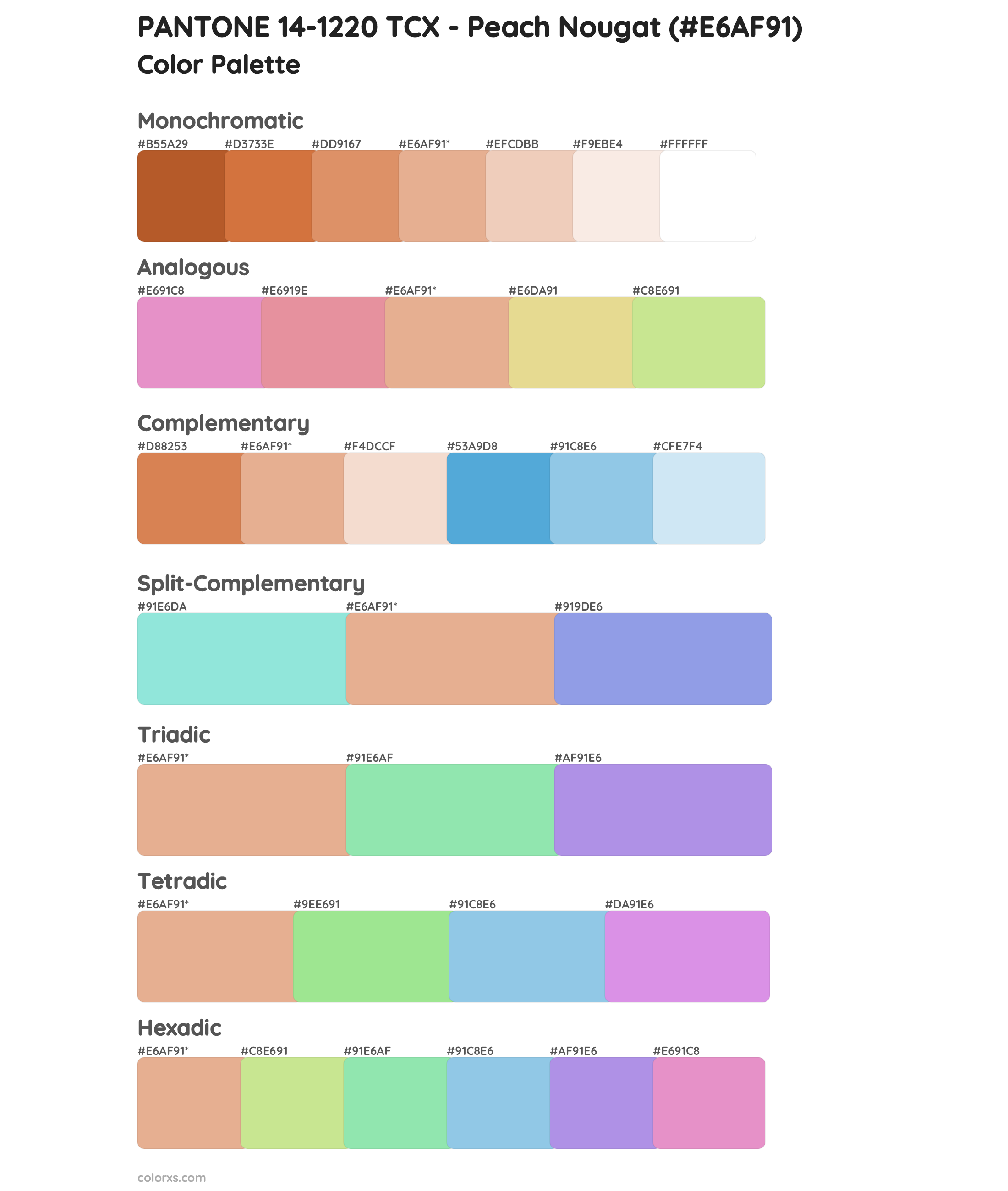 PANTONE 14-1220 TCX - Peach Nougat Color Scheme Palettes