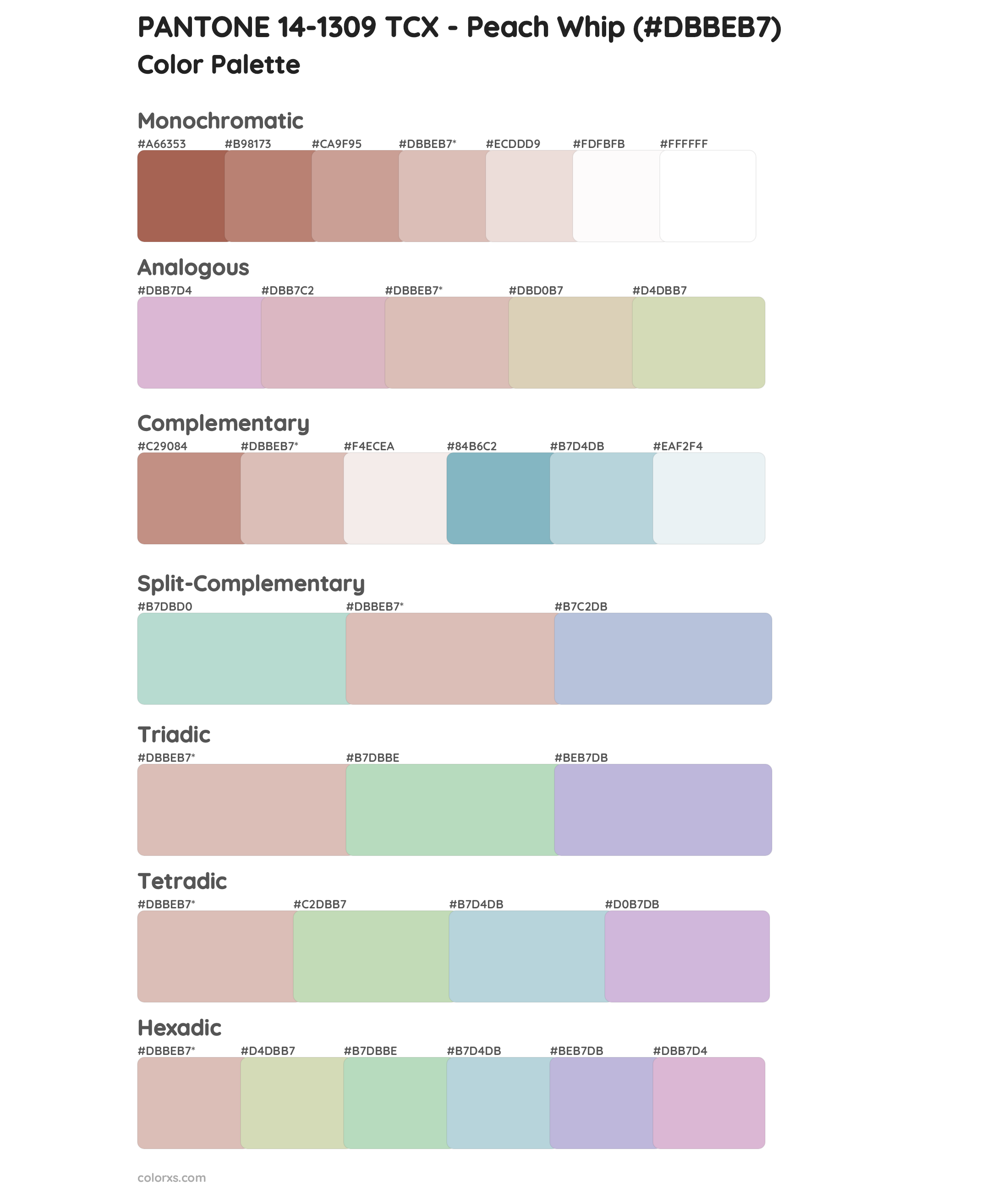 PANTONE 14-1309 TCX - Peach Whip Color Scheme Palettes