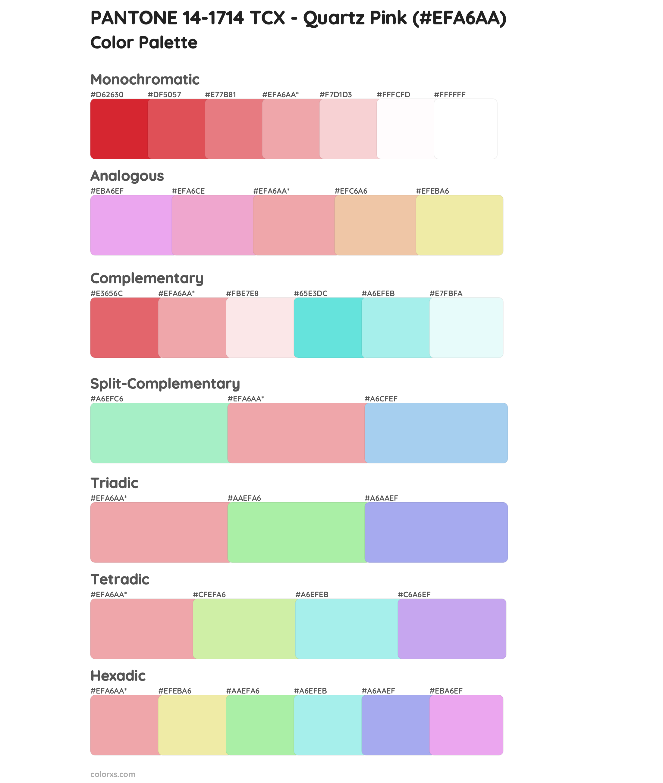 PANTONE 14-1714 TCX - Quartz Pink Color Scheme Palettes