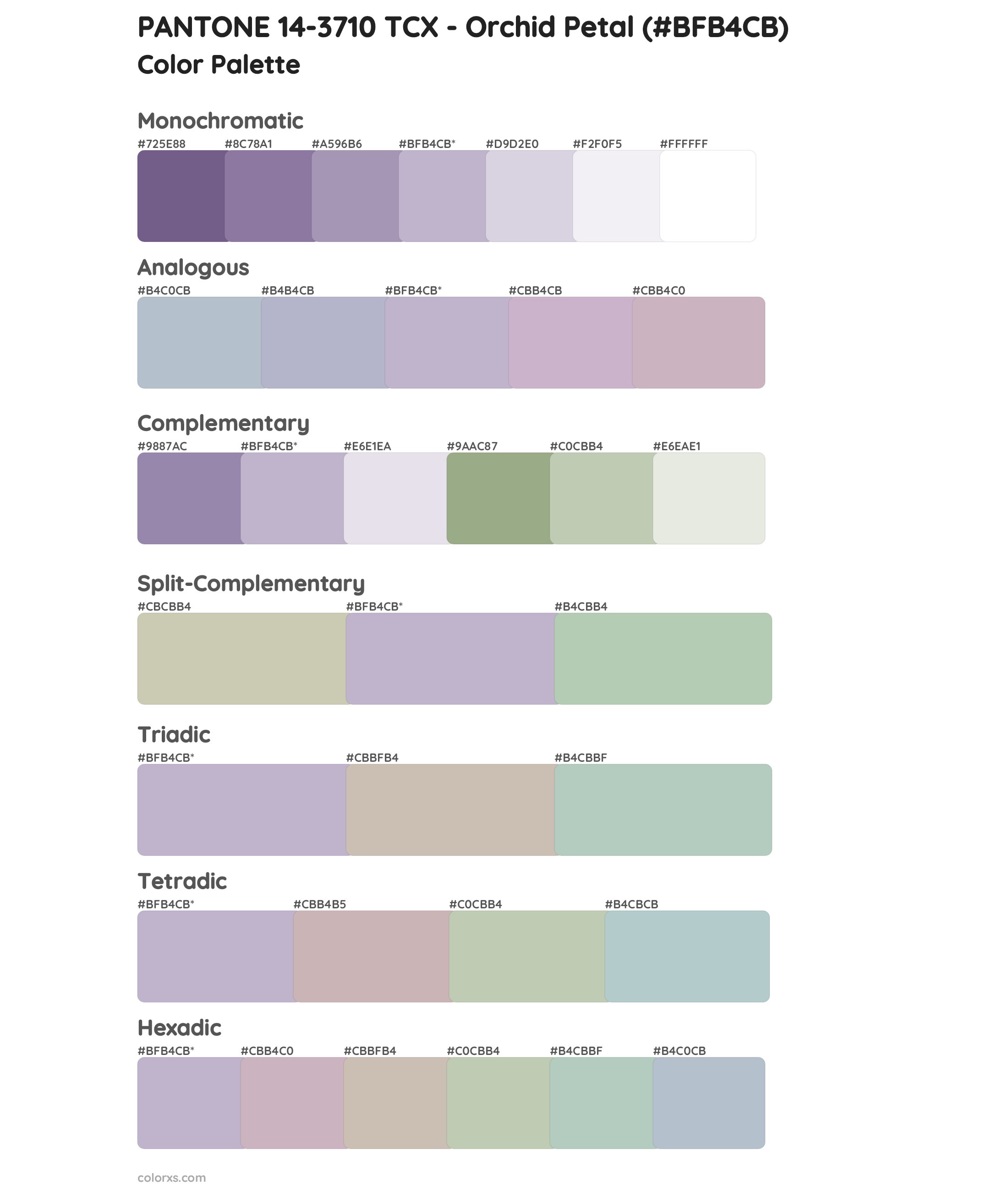 PANTONE 14-3710 TCX - Orchid Petal color palettes - colorxs.com