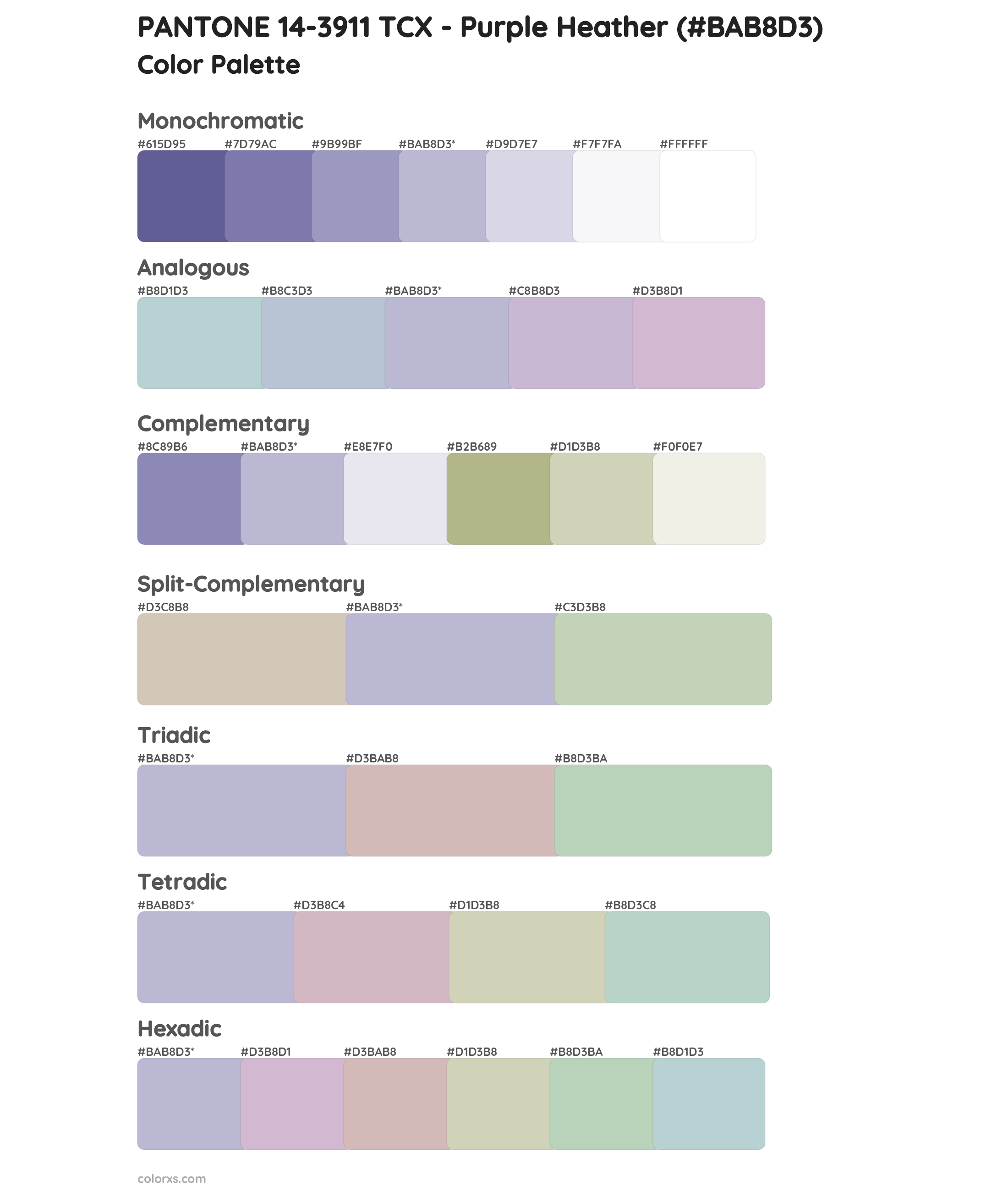 PANTONE 14-3911 TCX - Purple Heather Color Scheme Palettes