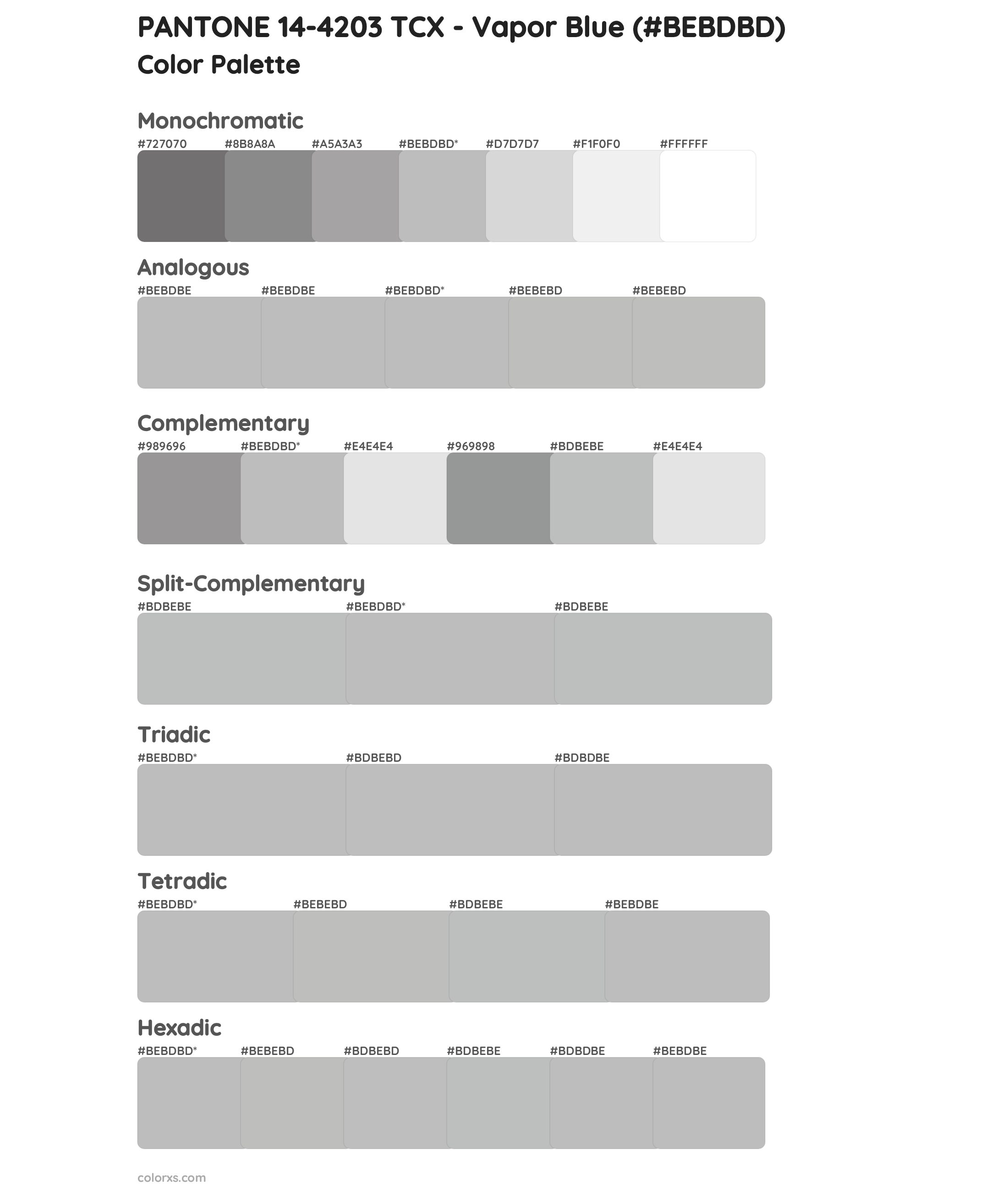 PANTONE 14-4203 TCX - Vapor Blue Color Scheme Palettes