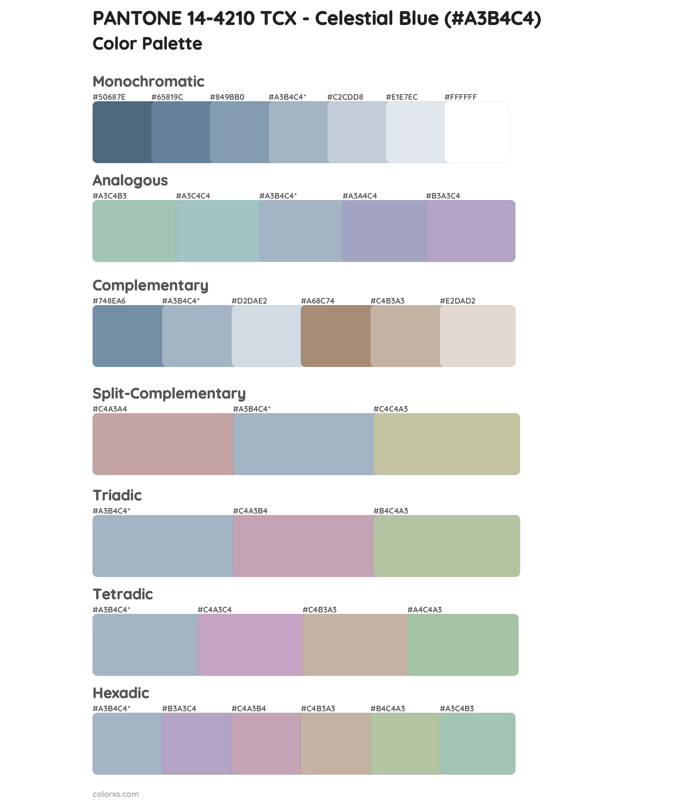 PANTONE 14-4210 TCX - Celestial Blue Color Scheme Palettes