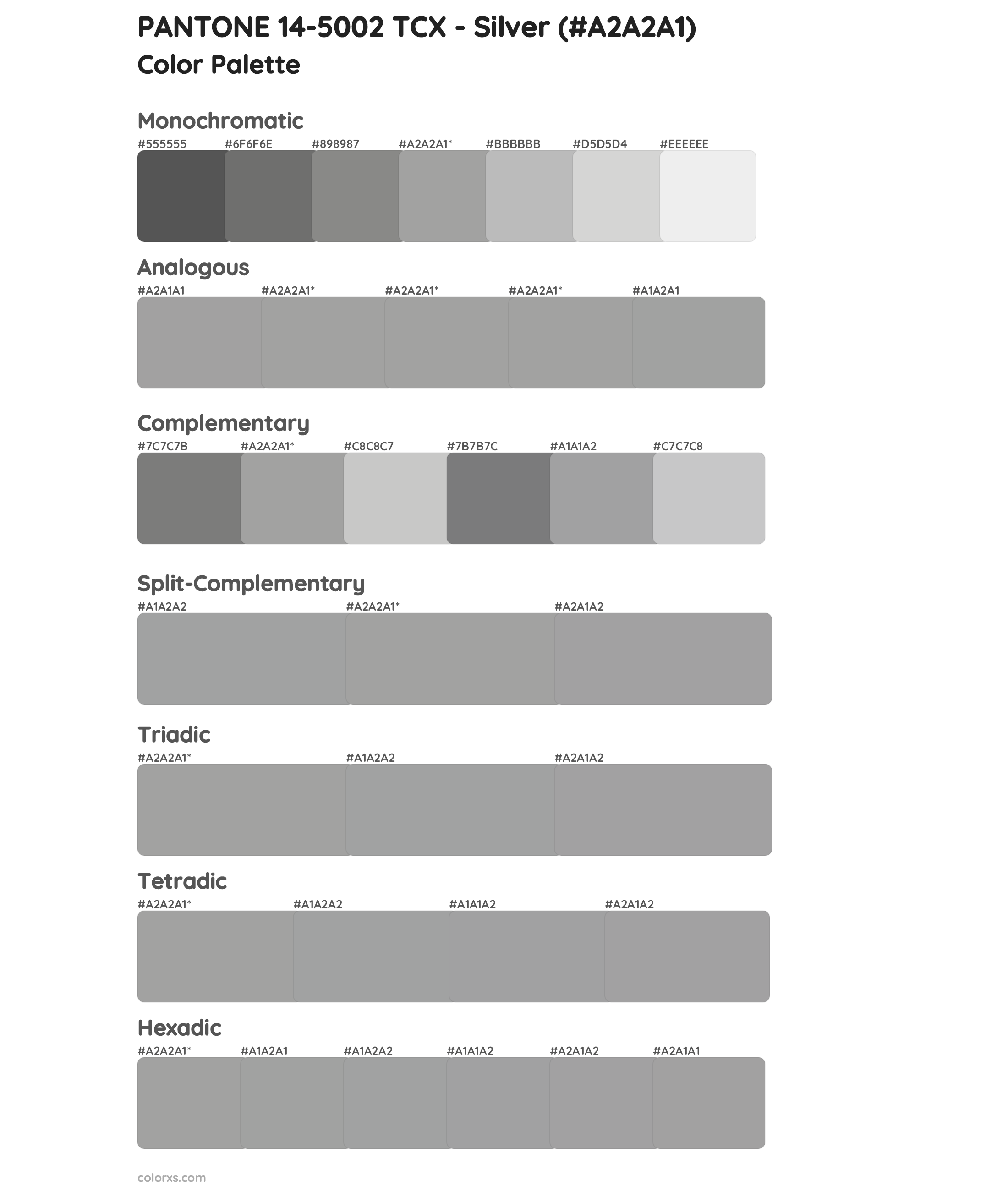 PANTONE 14-5002 TCX - Silver Color Scheme Palettes