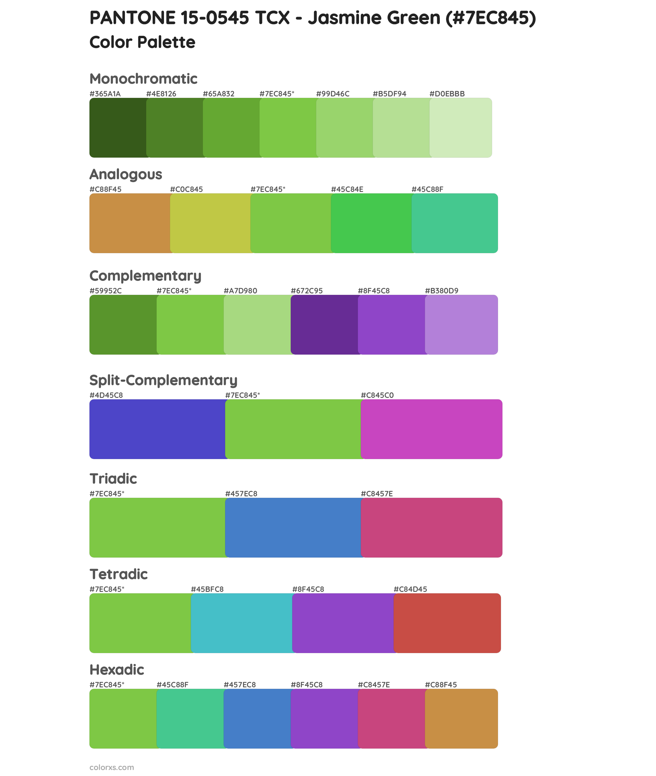 PANTONE 15-0545 TCX - Jasmine Green Color Scheme Palettes