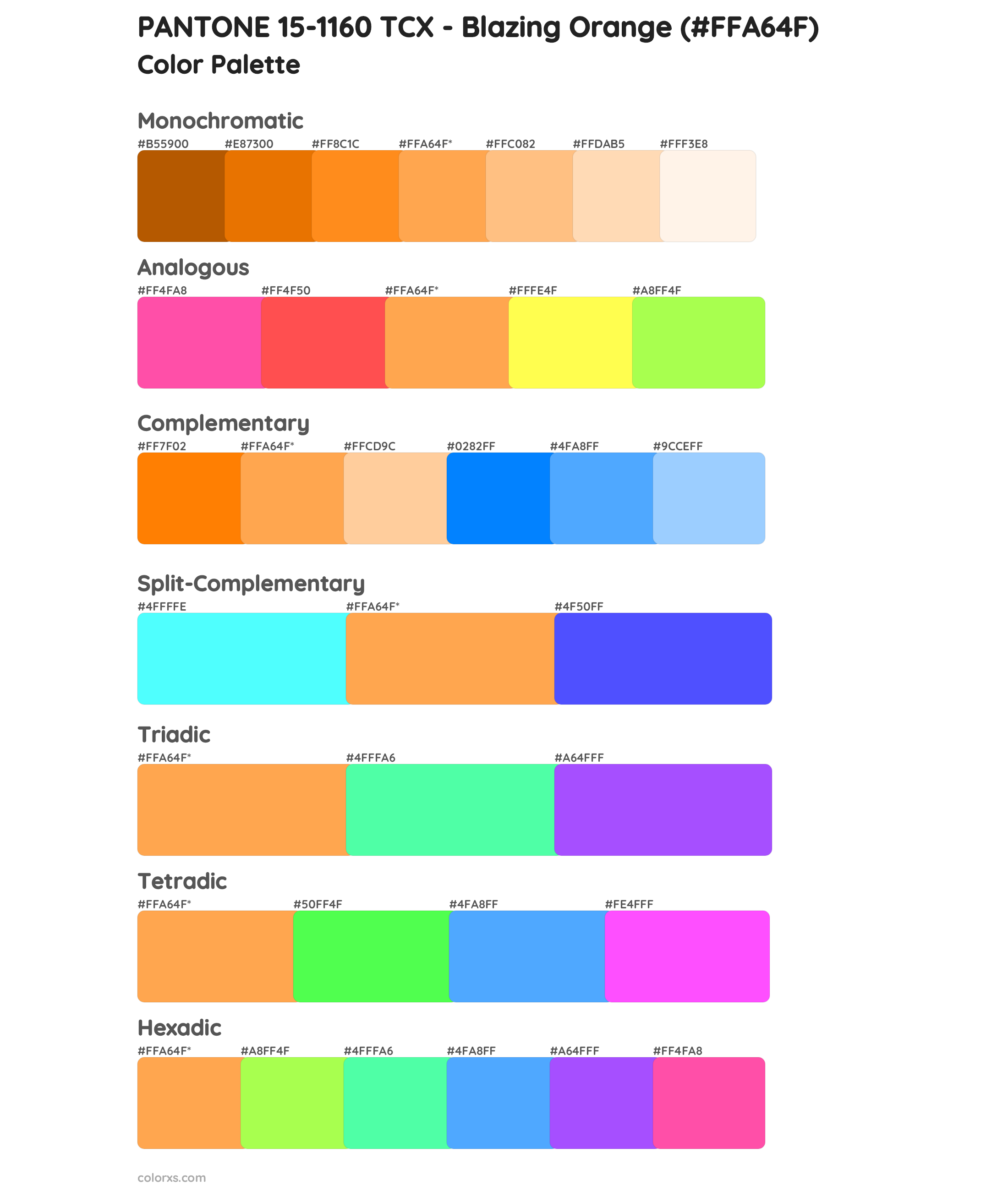 PANTONE 15-1160 TCX - Blazing Orange Color Scheme Palettes